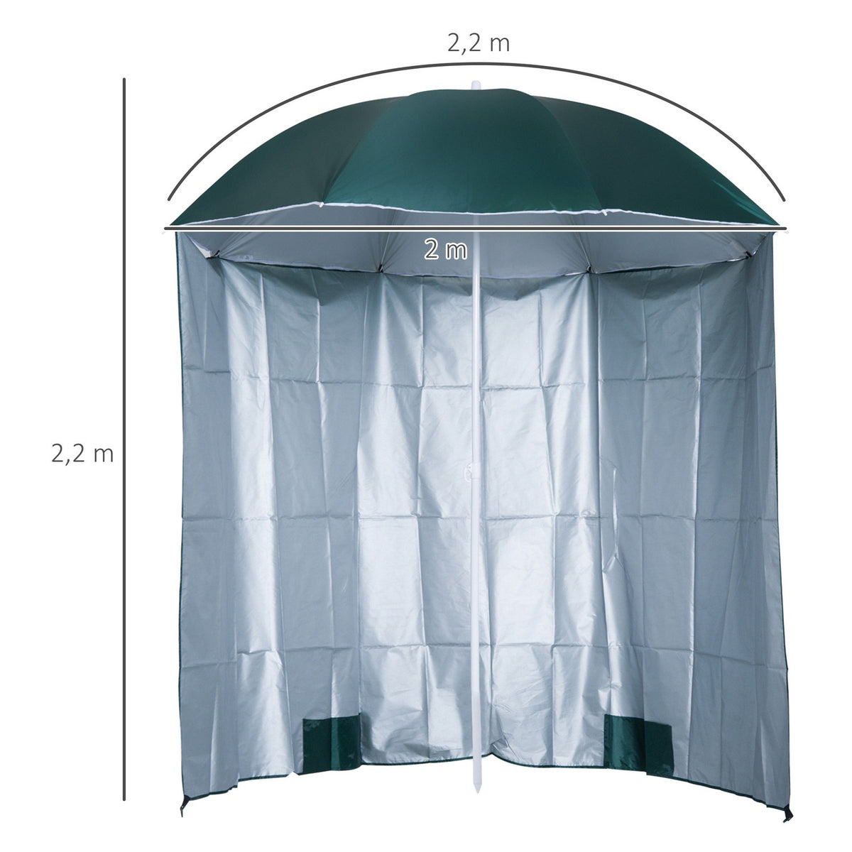 Beach Umbrella Side Wall Polyester Dark Green 2.2Xh2.2M
