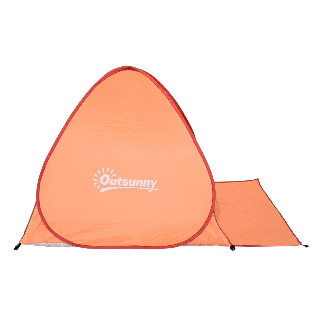 Beach tent pop-up automatic UV protection rear window large floor carpet orange