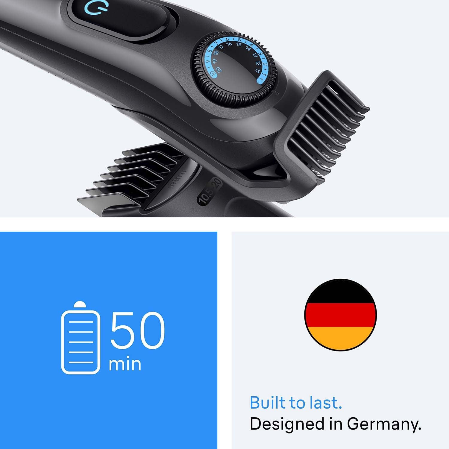 Beard Trimmer with 3 Attachments, 40 Length Settings