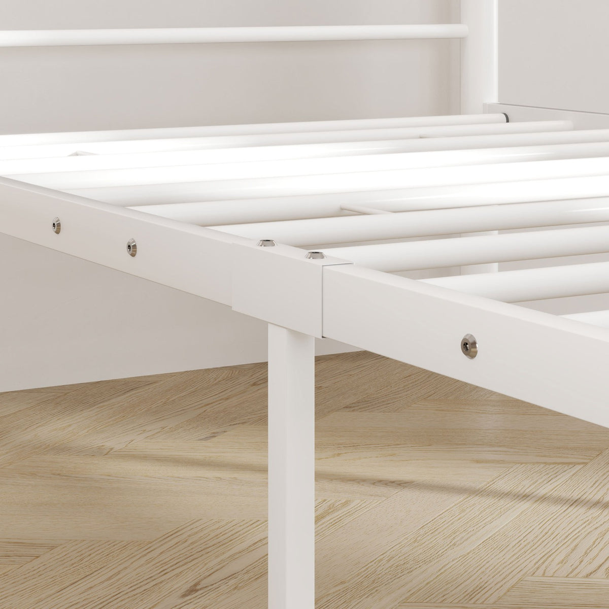 Bed frame for mattress 200 x 90 cm, bed frame 88 cm high single bed frame made of steel, for bedroom guest room, white