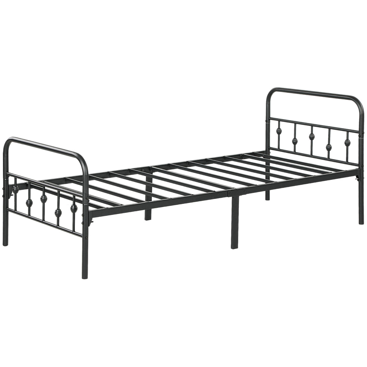 Bed frame for mattress 200 x 90 cm, folding bed frame, 82.5 cm high metal bed, metal frame bed made of metal, for bedroom, guest room, black