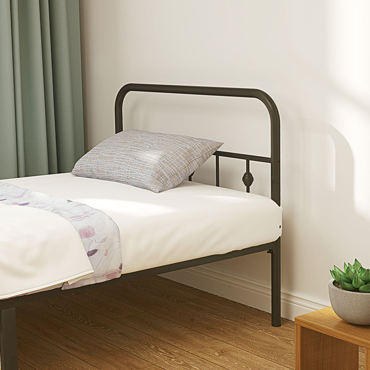 Bed frame for mattress 200 x 90 cm, folding bed frame, 82.5 cm high metal bed, metal frame bed made of metal, for bedroom, guest room, black
