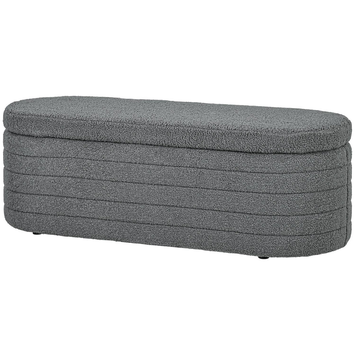 Bedroom bed bench, with storage space, wooden legs, high stability, teddy fleece, load capacity 120 kg, 116 x 41 x 40.5 cm, light gray