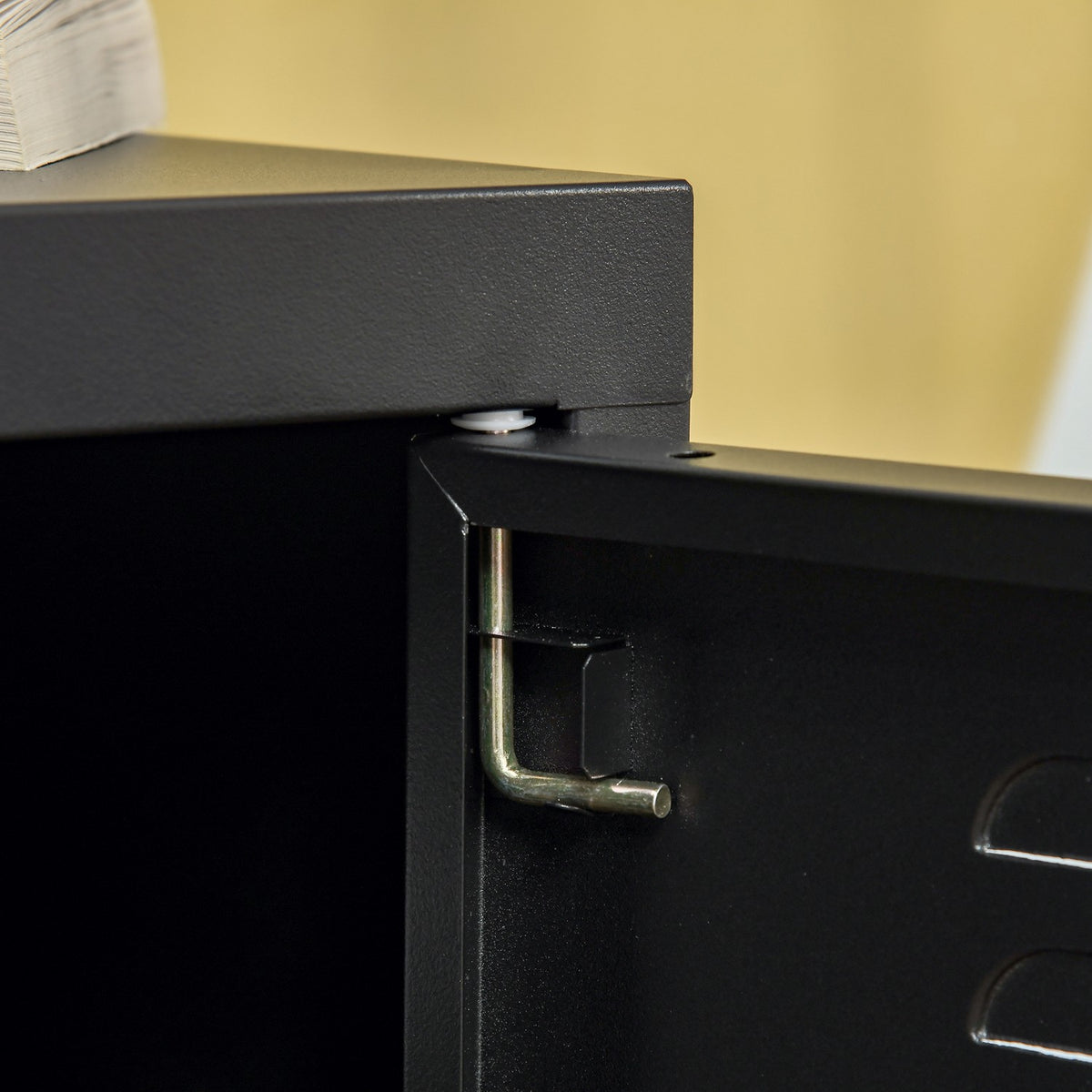 Bedside Table Bedside Table Bedroom Side Table with Adjustable Shelf Door Nightstand Metal Black 50 x 40 x 47.5cm