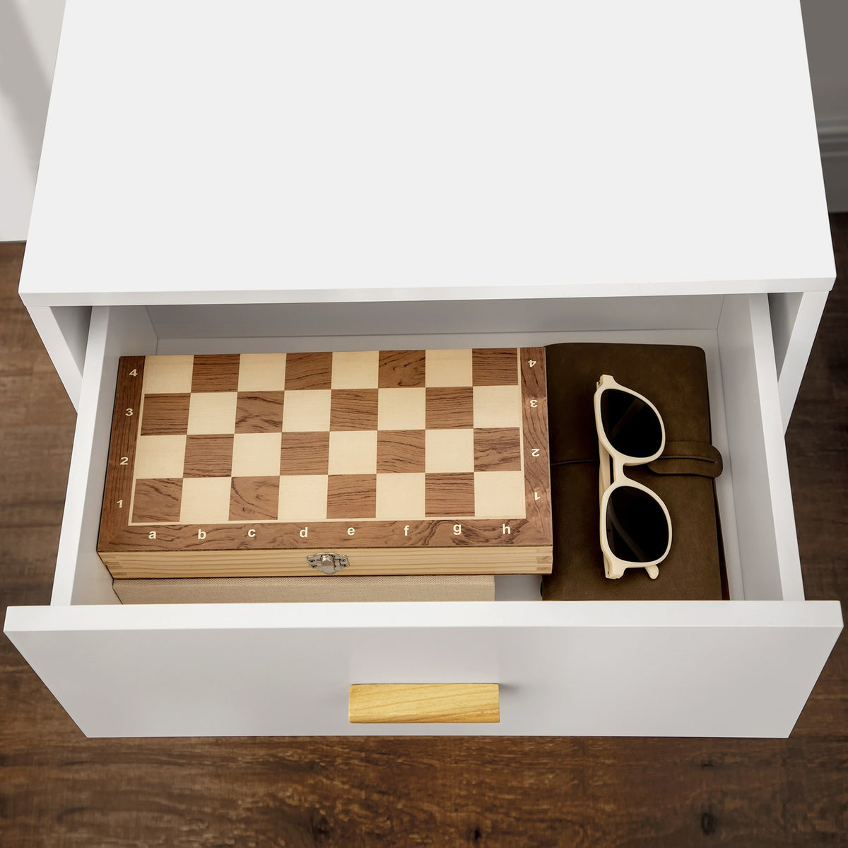Bedside Table Night Dresser With 2 Drawers, Handle, Side Table, 50X40X55Cm, White