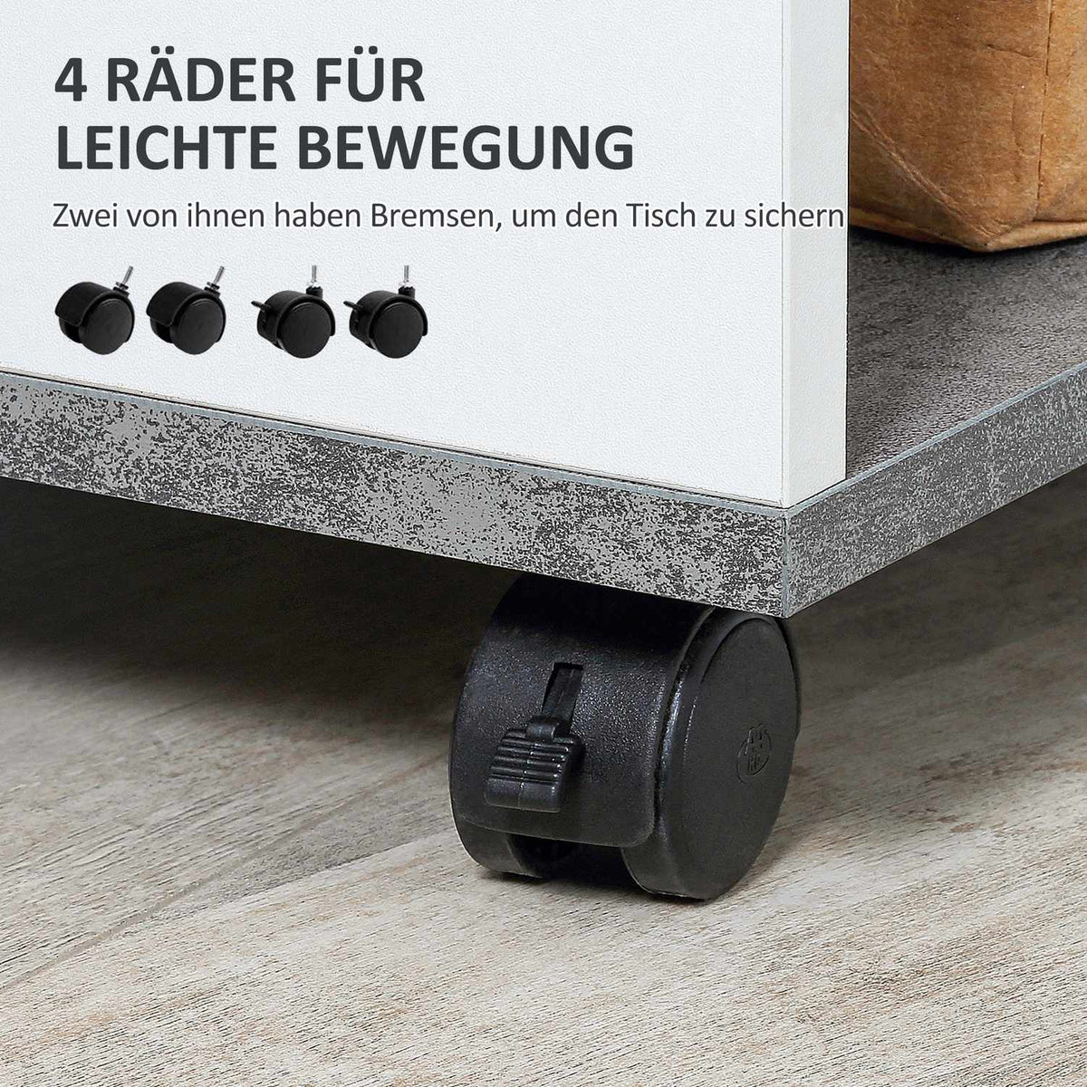 Bedside Table Side Table With Wheels Coffee Table Coffee Table In Modern Design Sofa Table With 3 Shelves For Bedroom Living Room Gray White