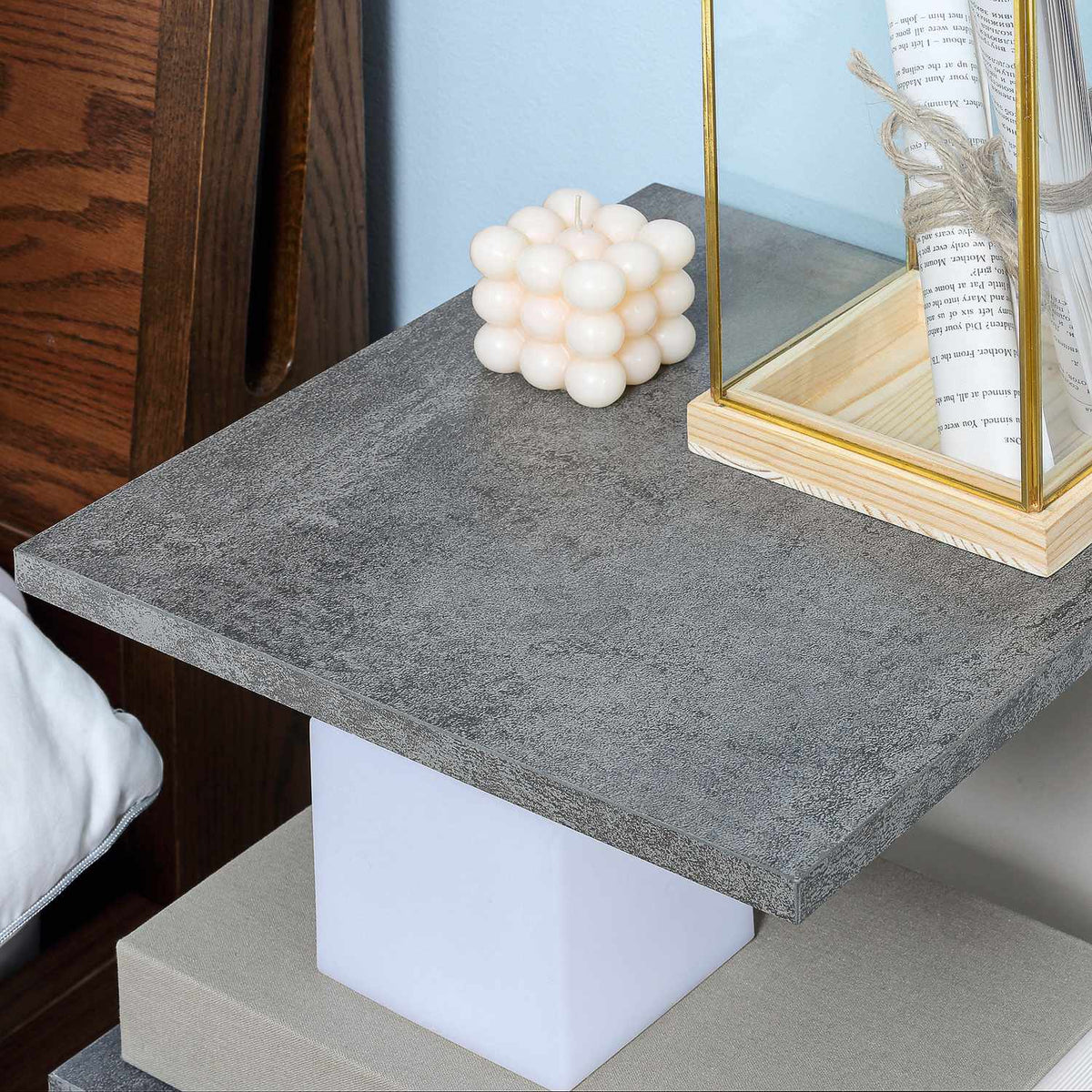 Bedside Table Side Table With Wheels Coffee Table Coffee Table In Modern Design Sofa Table With 3 Shelves For Bedroom Living Room Gray White