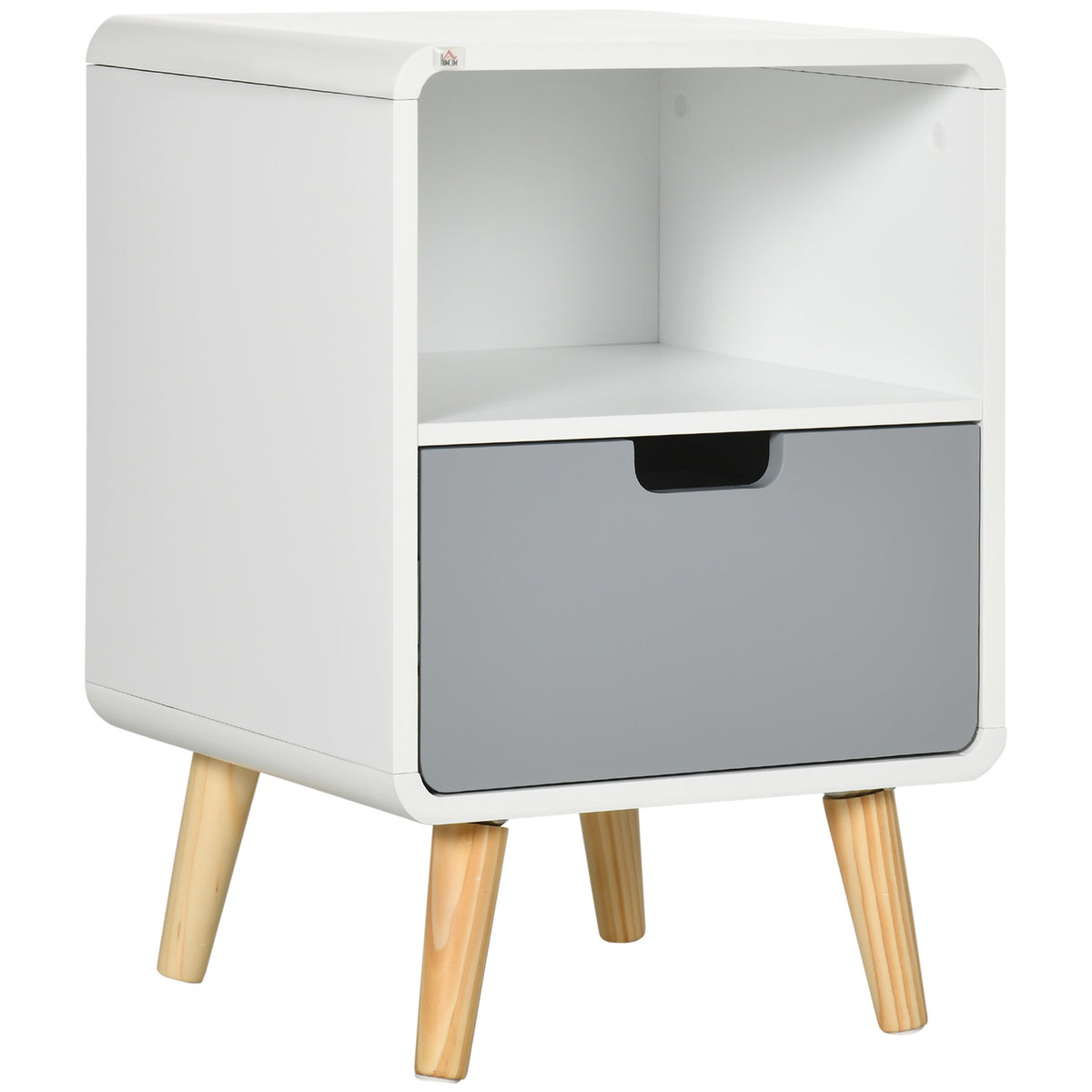 Bedside Table With Drawer And Open Compartment, Side Table, White, 40X38X58Cm