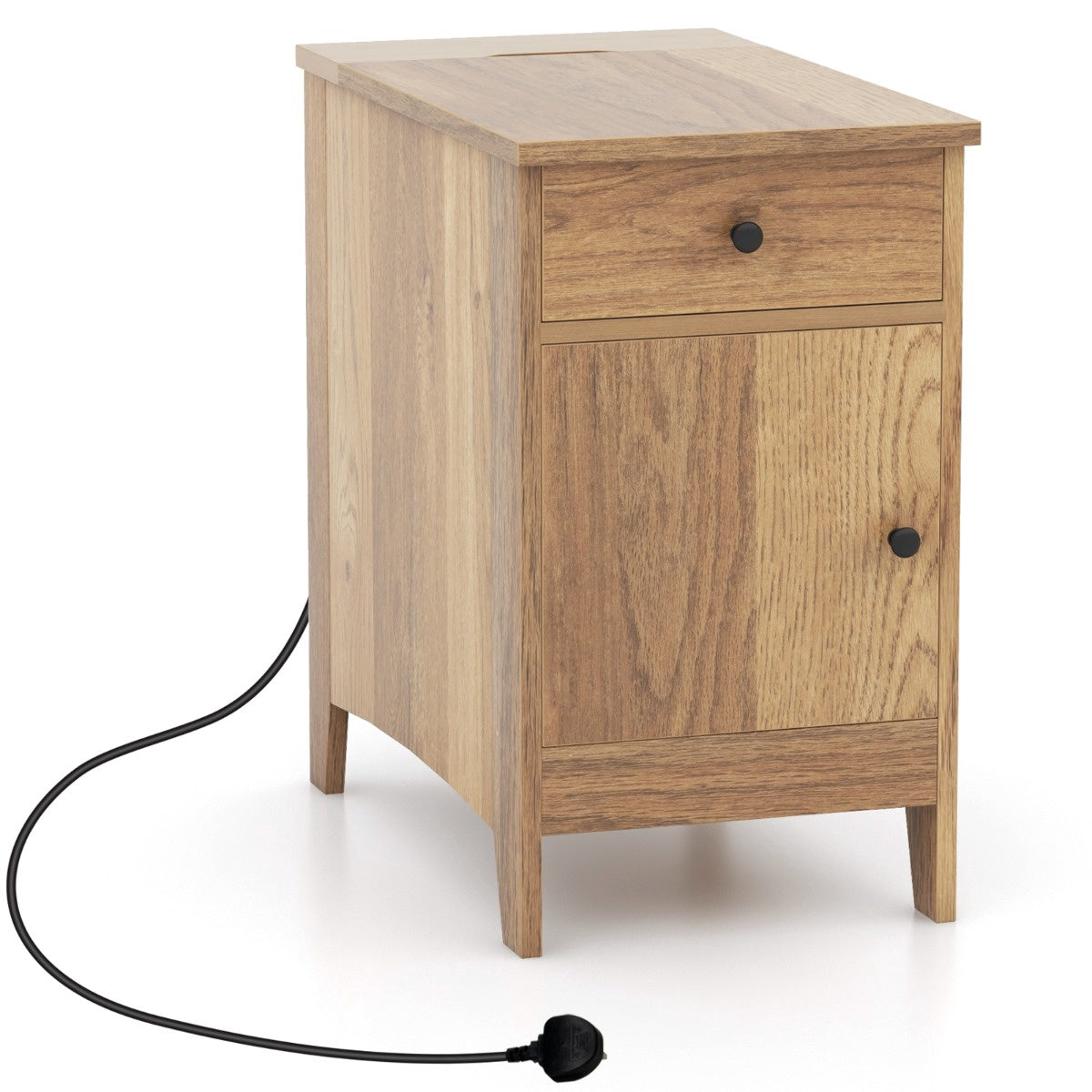 Bedside Table With USB-C, Outlets, Drawer and Magazine Rack