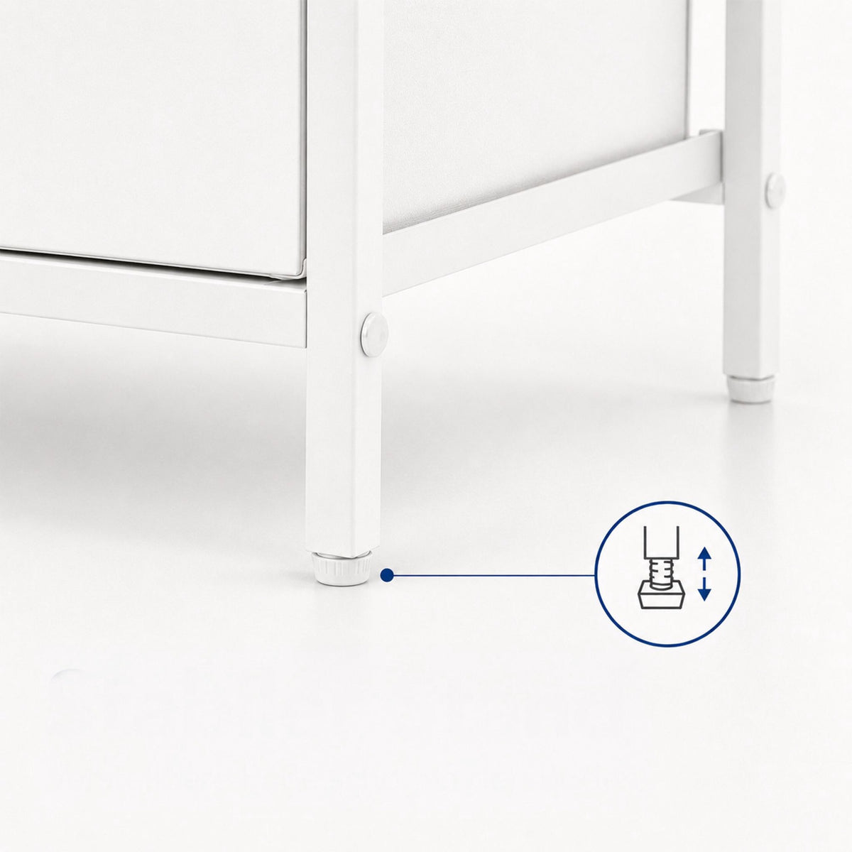 Bedside Table with 2 Fabric Drawers and Shelves, MDF & Metal