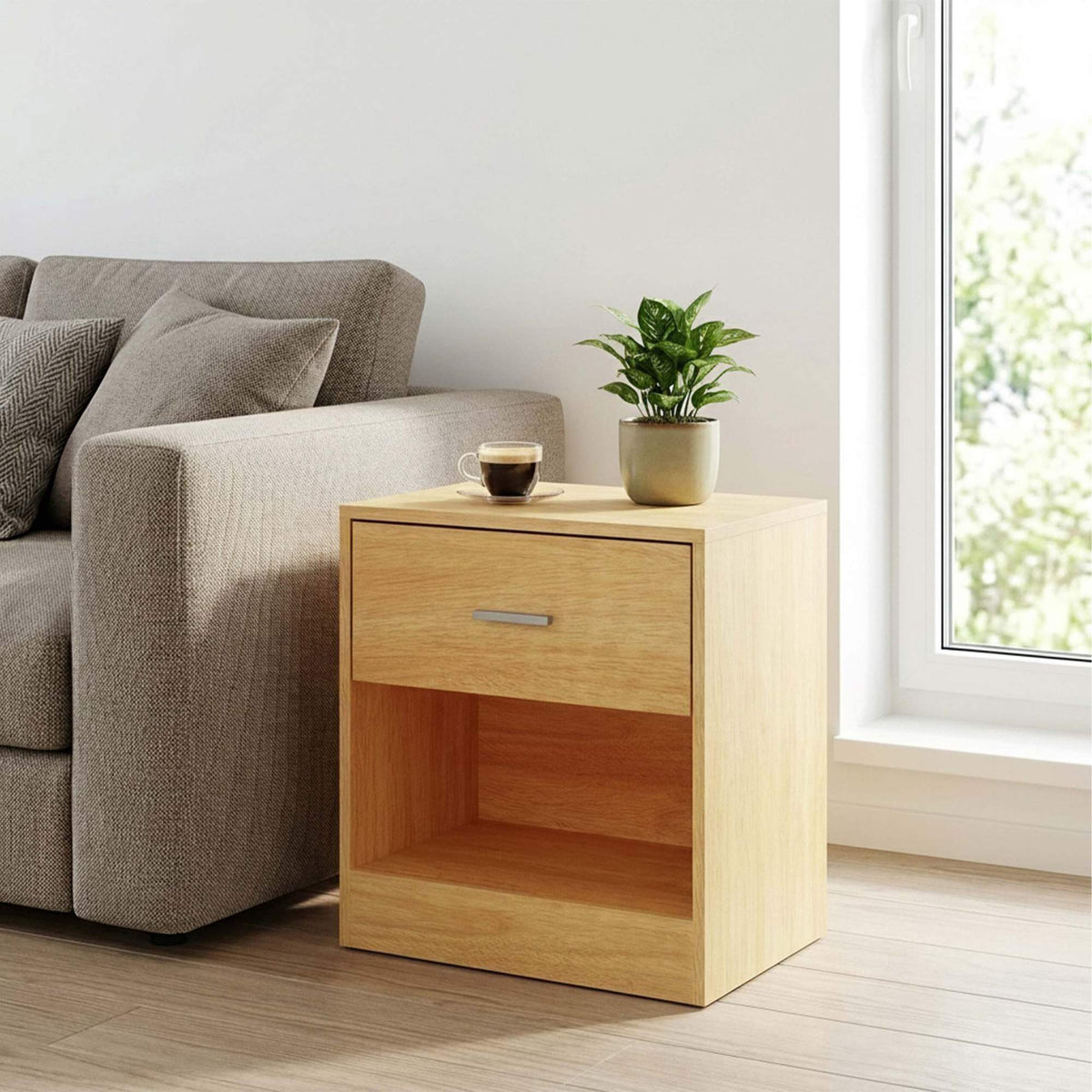 Bedside Table with Drawer, MDF, 41x39x28 cm