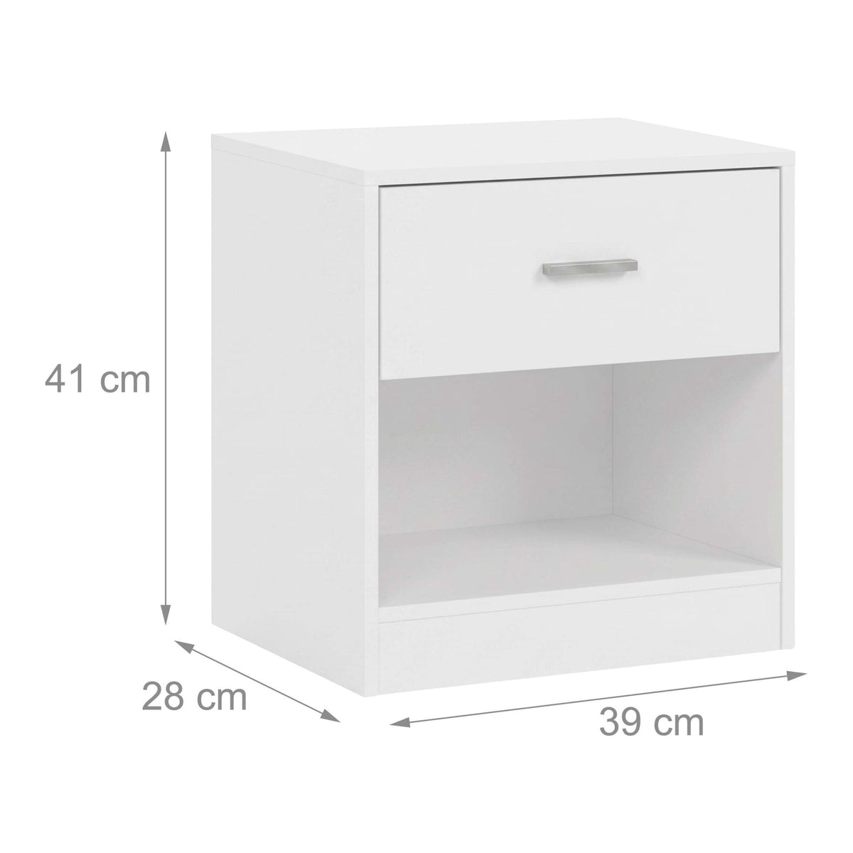 Bedside Table with Drawer, MDF, 41x39x28 cm