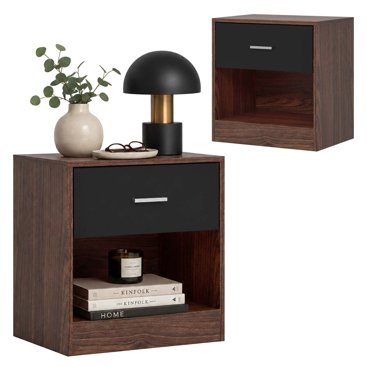Bedside Table with Drawer, MDF, 41x39x28 cm