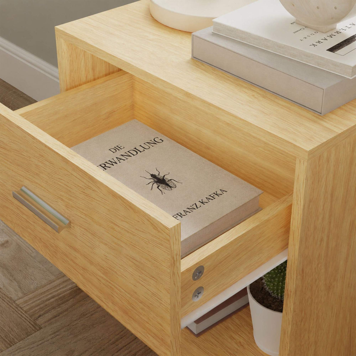 Bedside Table with Drawer, MDF, 41x39x28 cm