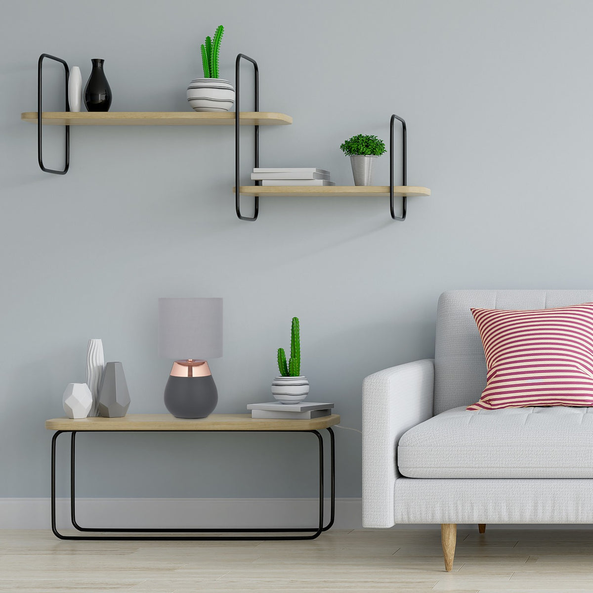 Bedside lamp with touch function, oval