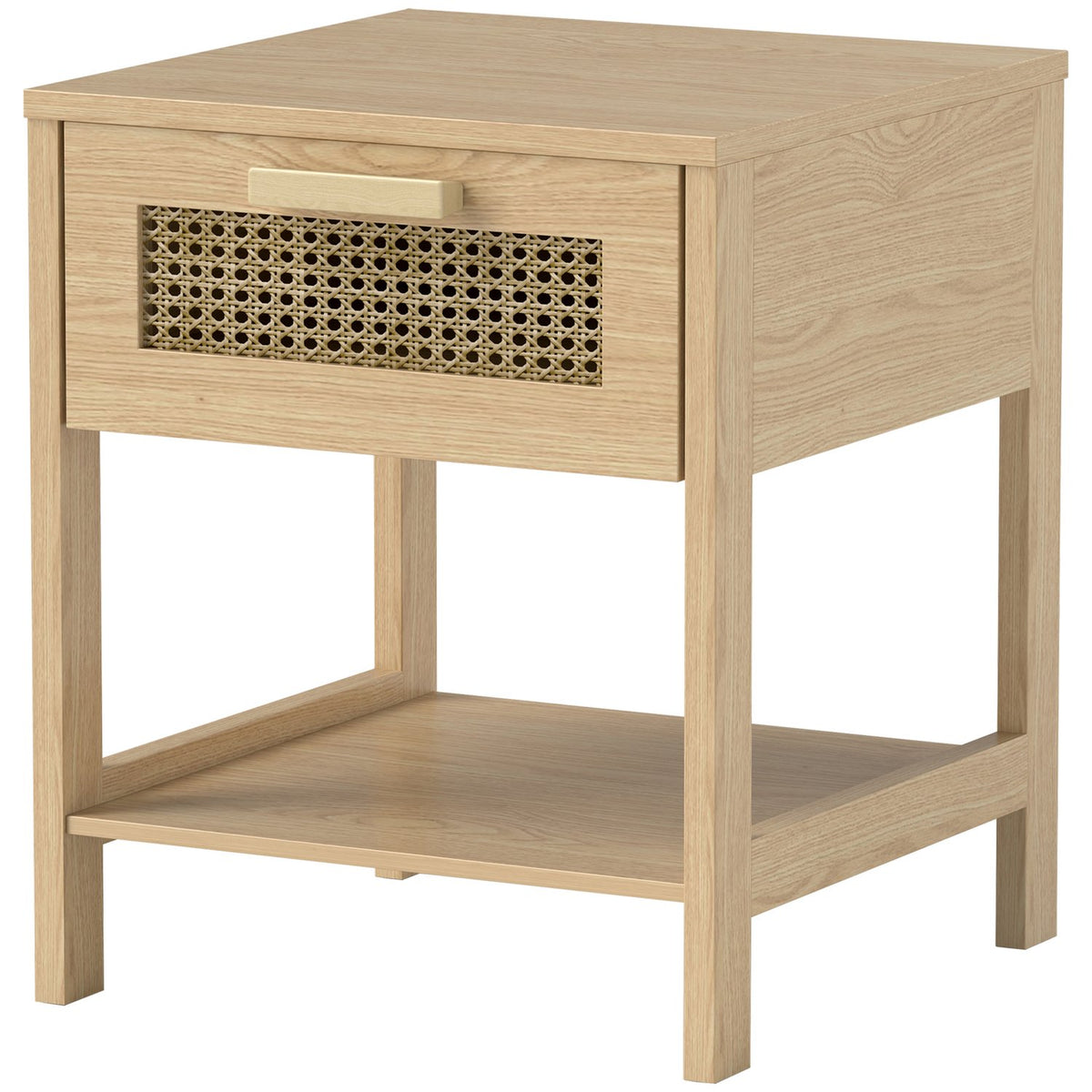 Bedside table bedside table natural night dresser with drawer open shelf rattan design natural 40 x 40 x 48.4 cm