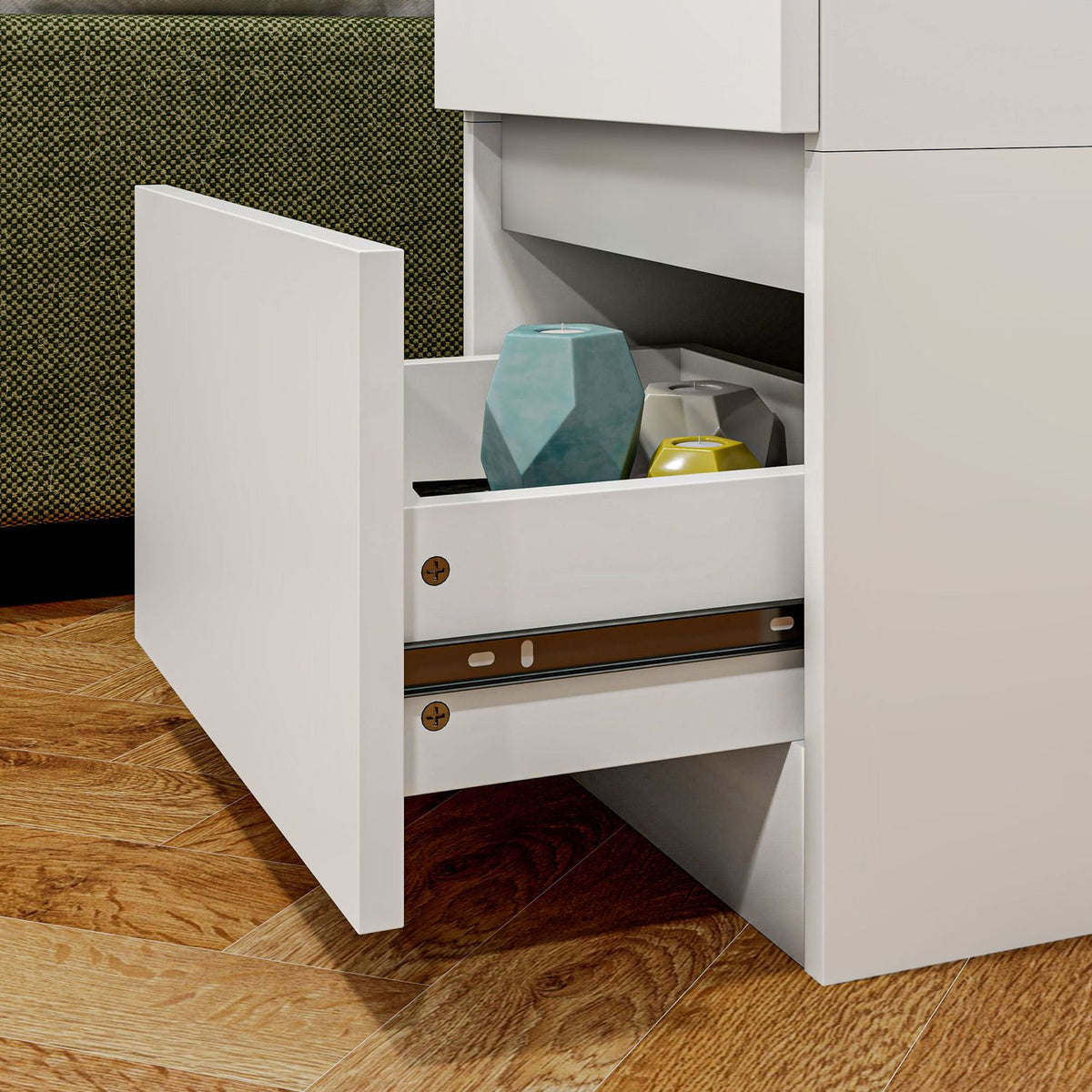 Bedside table with 2 drawers, side table, nightstand with storage space, nightstand for bedroom, living room, approx. 40 x 32 x 56 cm, white