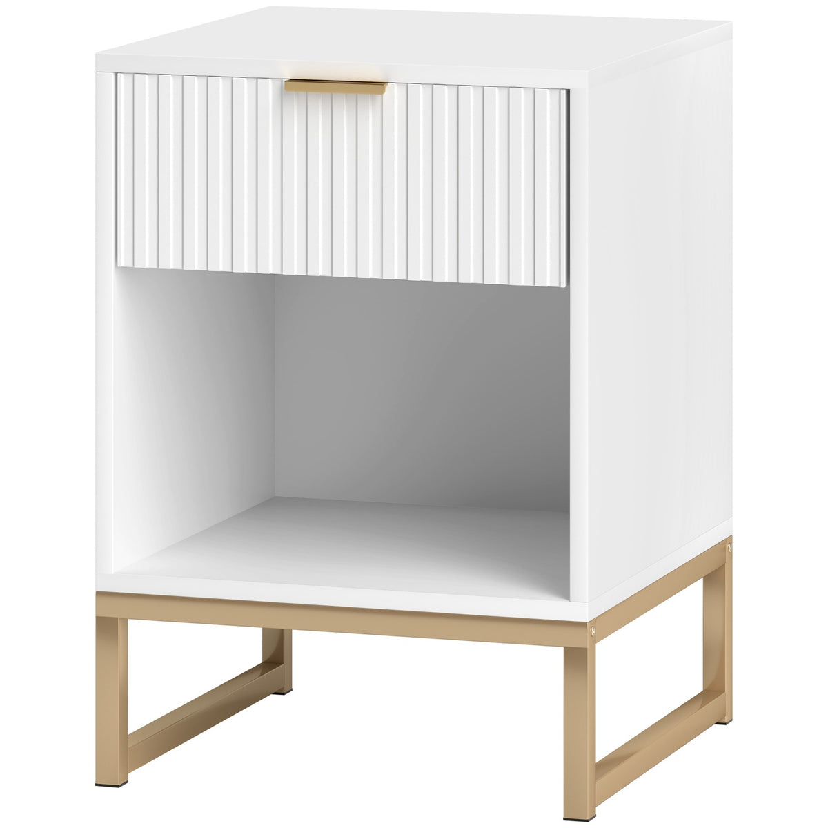 Bedside table with drawers, side table, bedside table with storage space, bedside table for bedroom, living room, 40 x 40 x 57 cm, white