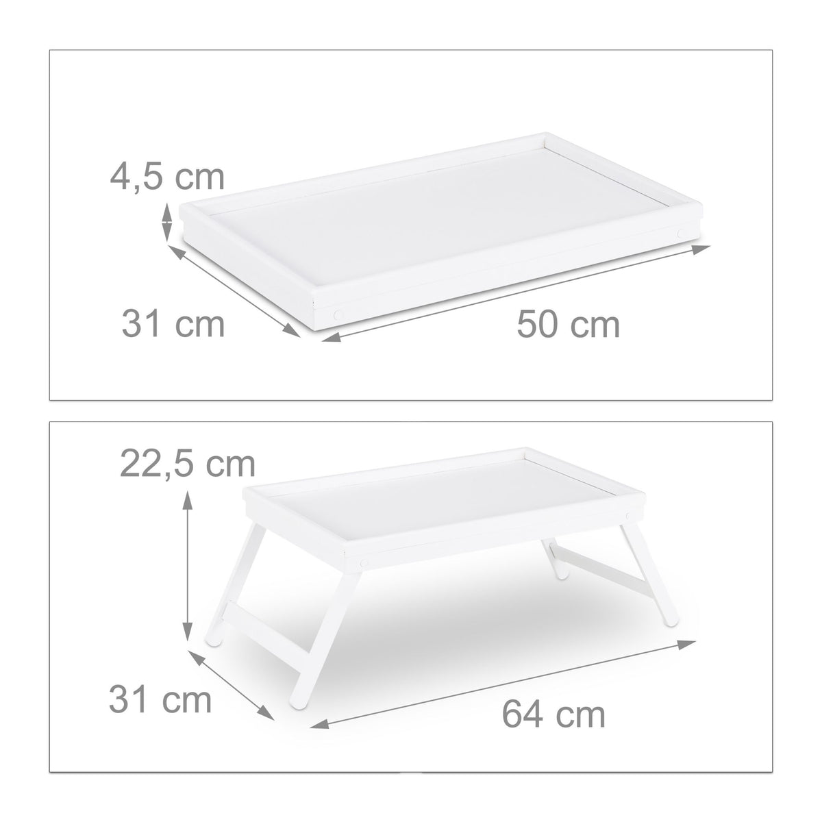 Bed tray bamboo white
