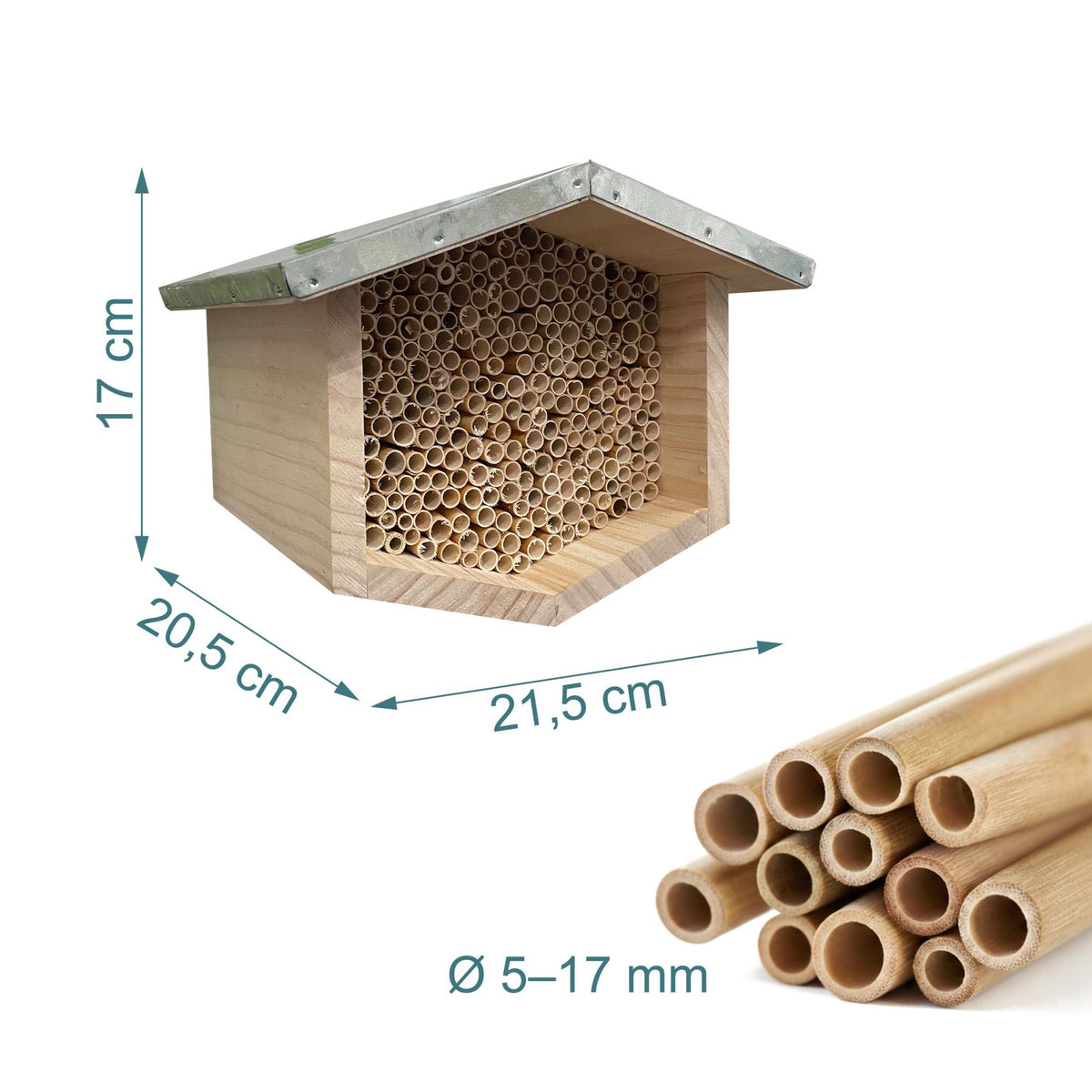 Bee Hotel with Metal Roof for Wild Bees