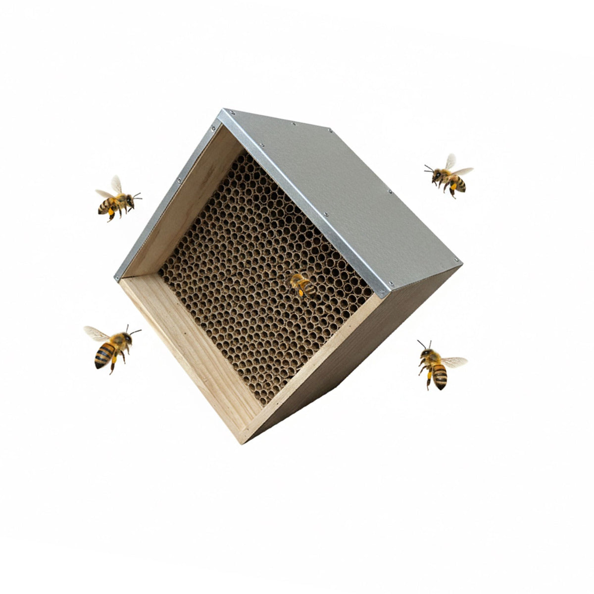 Bee Hotel with Metal Roof for Wild Bees
