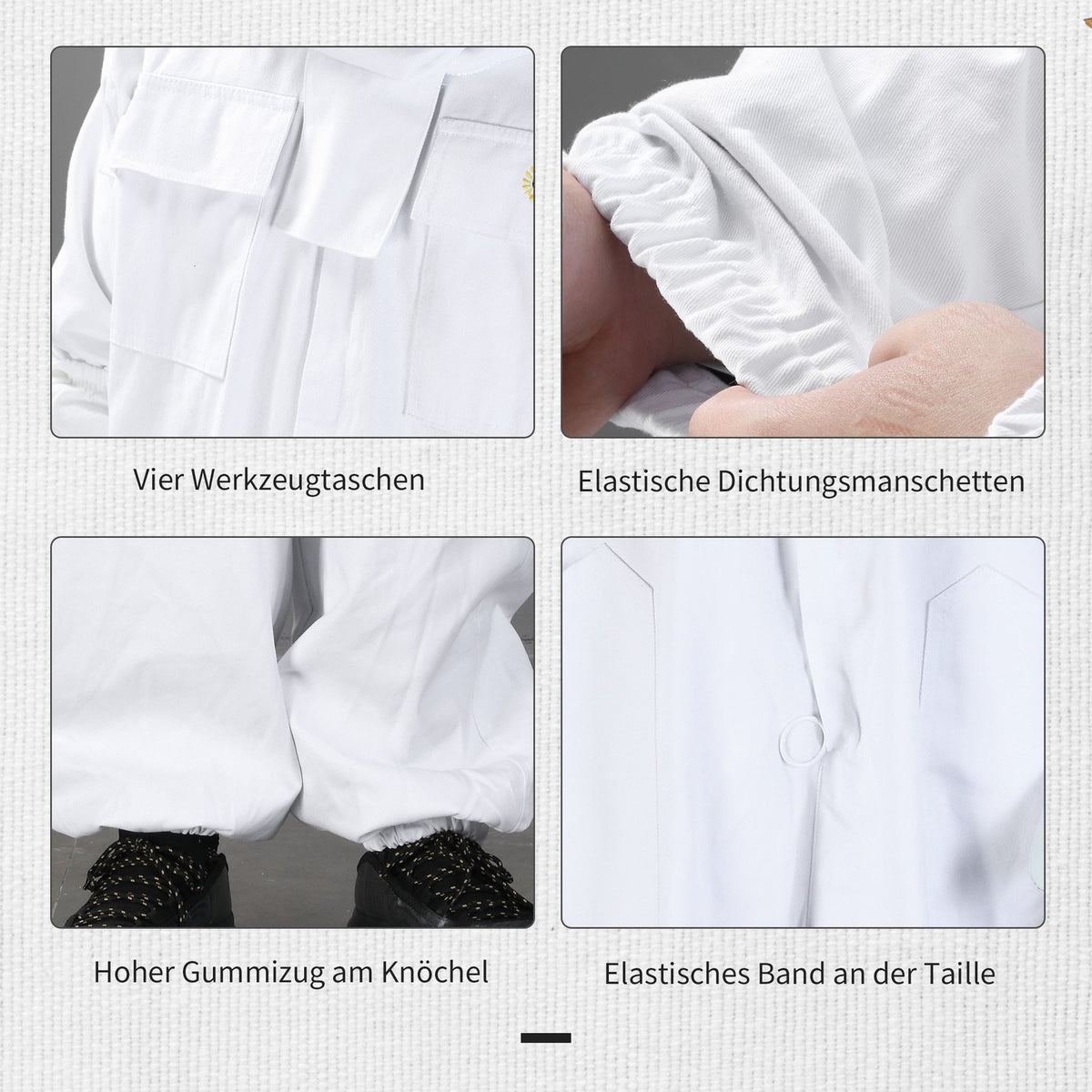 Beekeeping Suit Cotton Beekeeping Protective Suit With Veil, Goatskin Gloves, White, Xxxl, Unisex