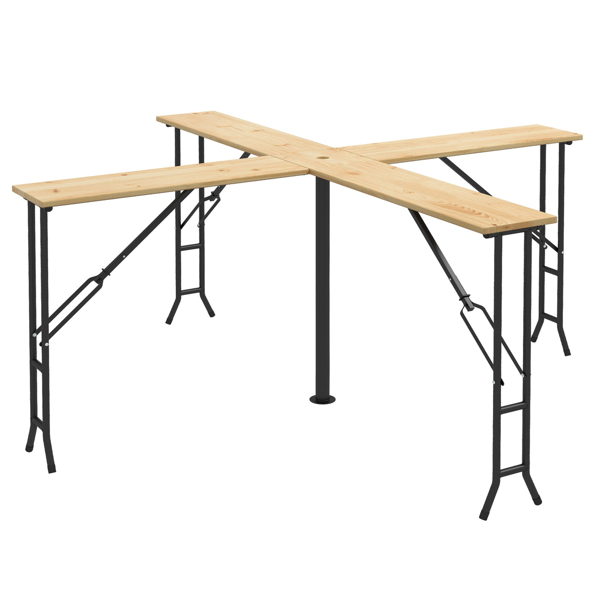 Beer Tent Table, Folding Bar Table, Quattro Beer Table For 20 People, 105 Cm Beer Tent Set With Umbrella Hole, Can Hold Up To 120 Kg