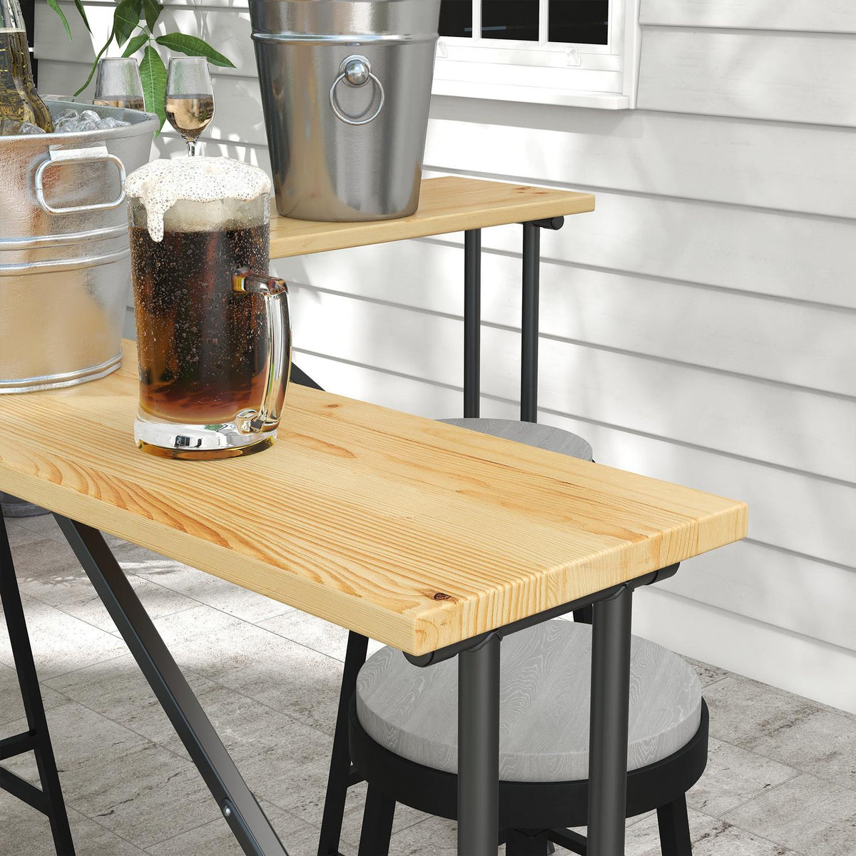 Beer Tent Table, Folding Bar Table, Quattro Beer Table For 20 People, 105 Cm Beer Tent Set With Umbrella Hole, Can Hold Up To 120 Kg