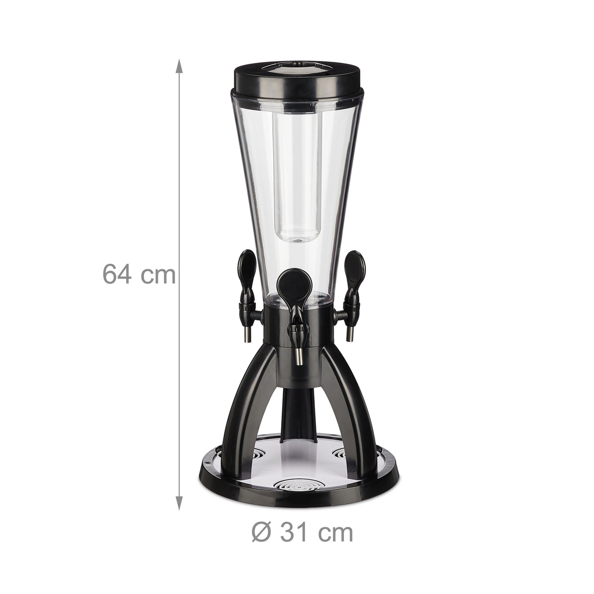 Beer Tower Dispenser, 4L, 3 Taps, Portable Party Use