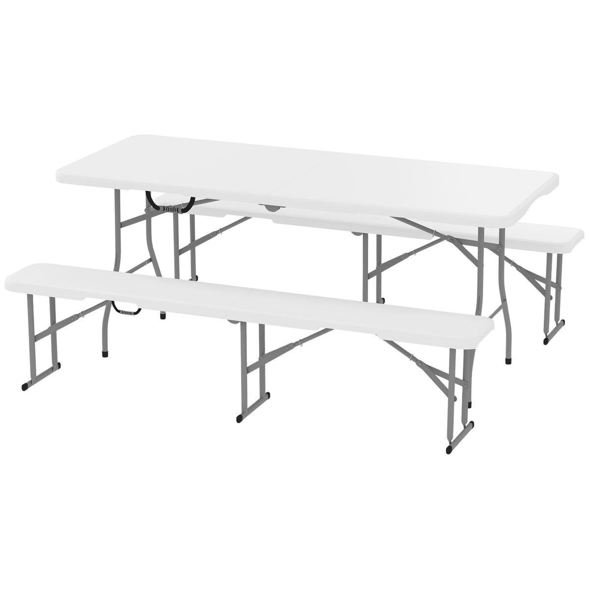 Beer tent set foldable 3-piece set camping table, 2 beer benches with carrying handle, marquee set beer table set for balcony, garden, party tent 180 x 74 x 74 cm