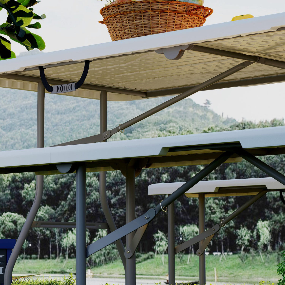 Beer tent set foldable 3-piece set camping table, 2 beer benches with carrying handle, marquee set beer table set for balcony, garden, party tent 180 x 74 x 74 cm
