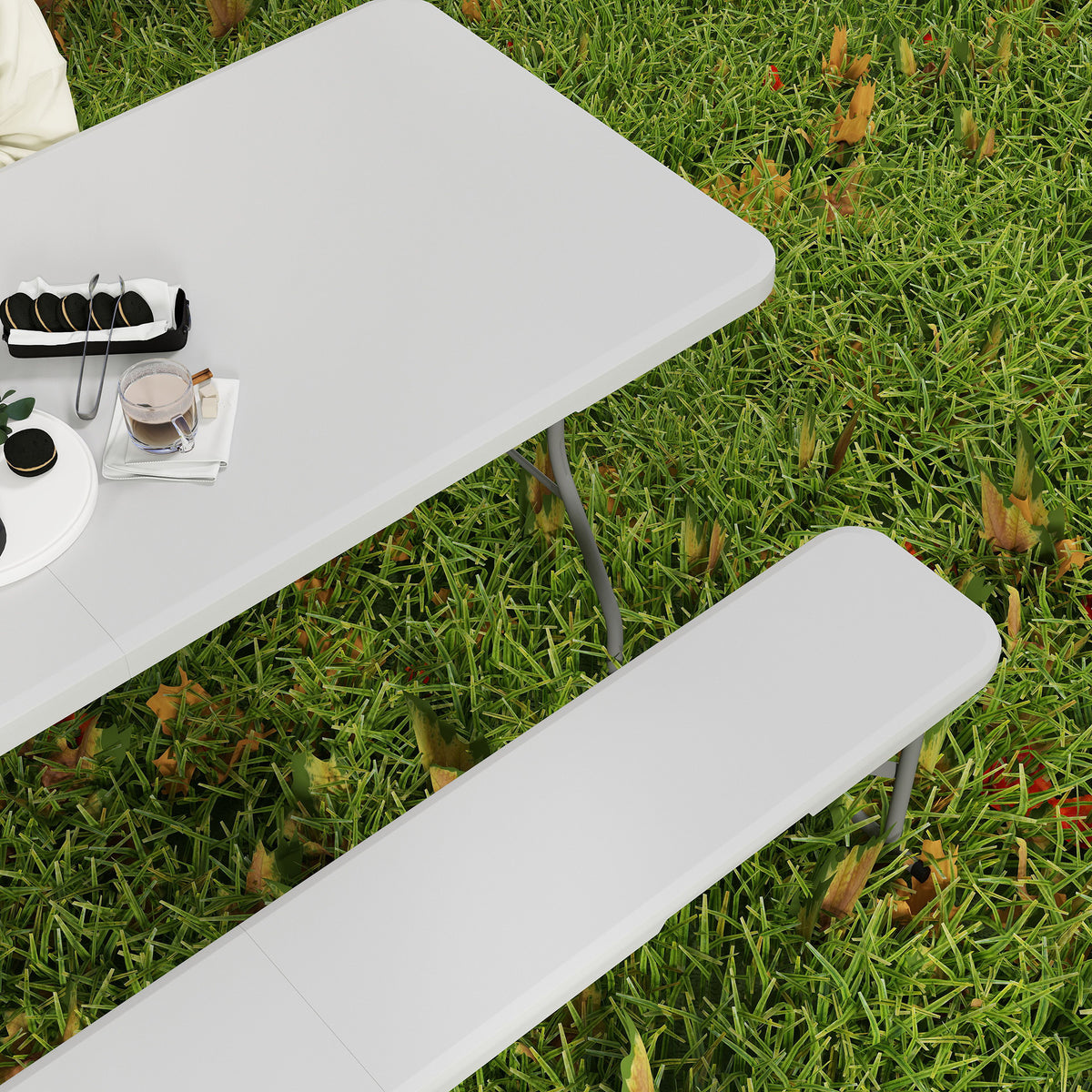 Beer tent set foldable 3-piece set camping table, 2 beer benches with carrying handle, marquee set beer table set for balcony, garden, party tent 180 x 74 x 74 cm