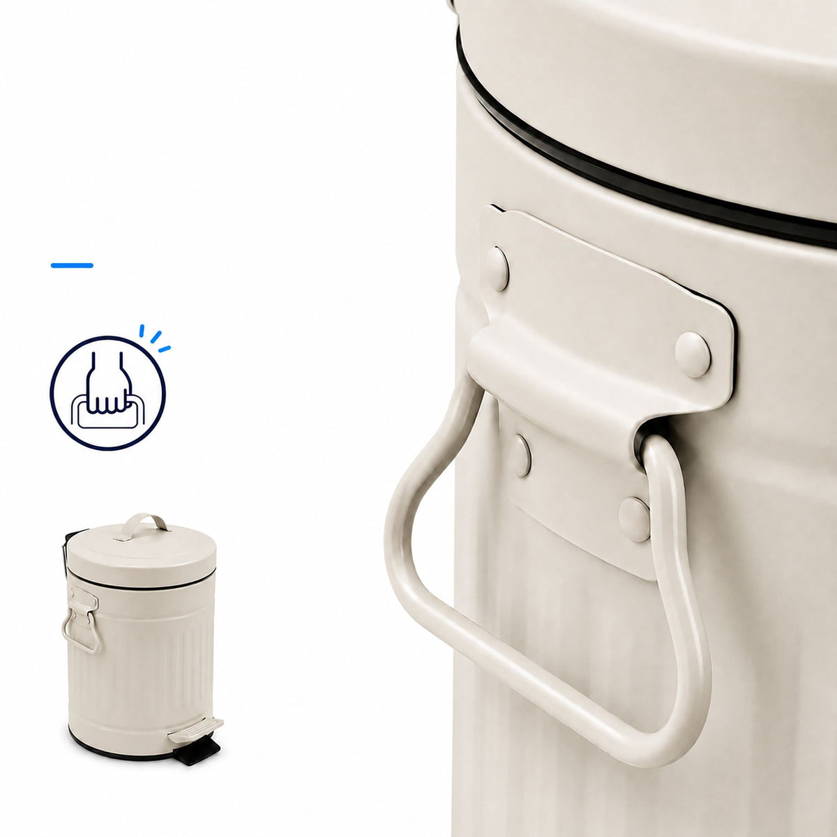 Beige Retro Bathroom Pedal Bin, 3L Capacity