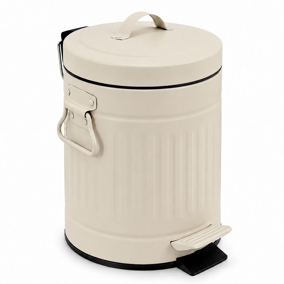 Beige Retro Bathroom Pedal Bin, 3L Capacity