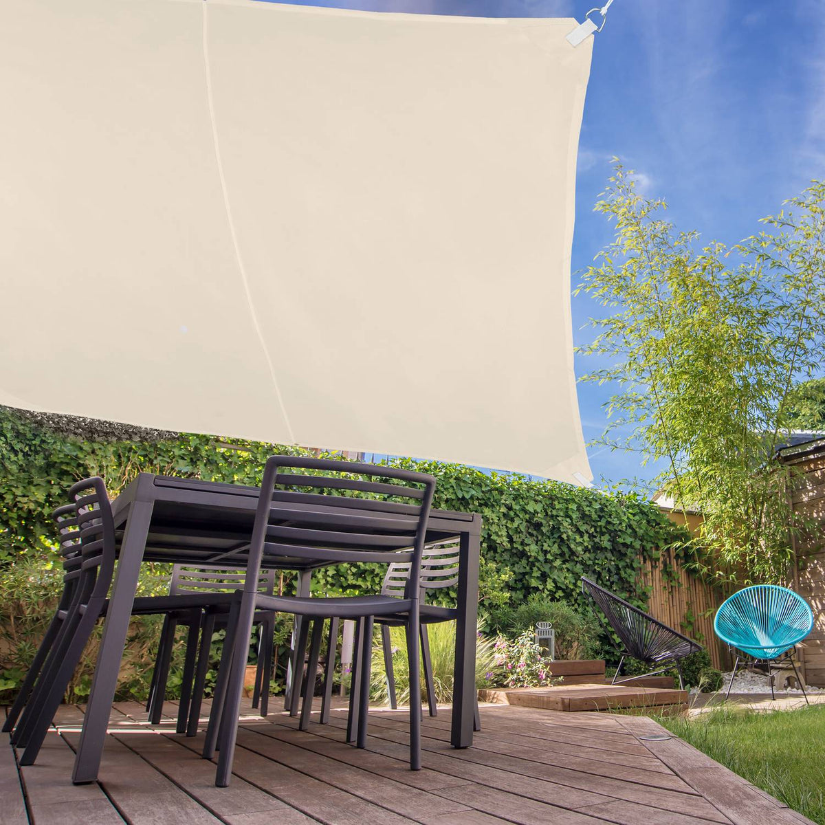 Beige Square UV-Protection Shade Sail for Patio