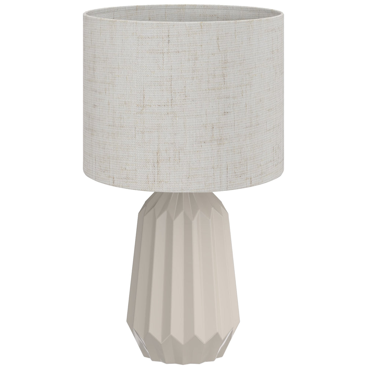 Beige Table Lamp with Linen Shade, 22 x 39 cm, Vintage Style
