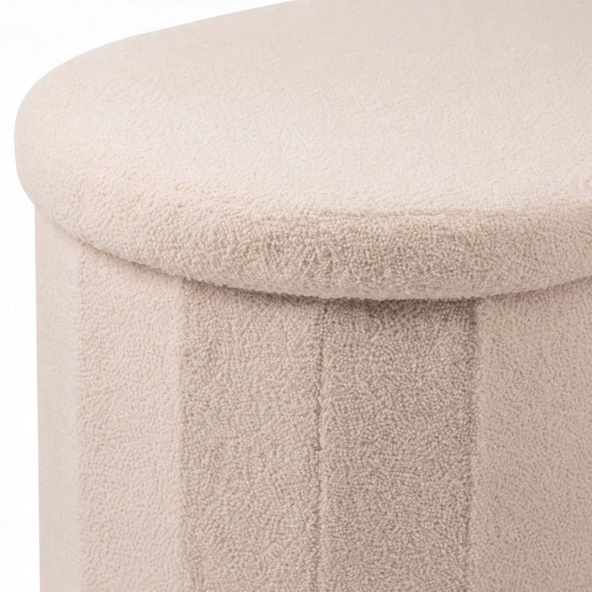 Beige Teddy Fabric Storage Bench – 38 x 76 cm