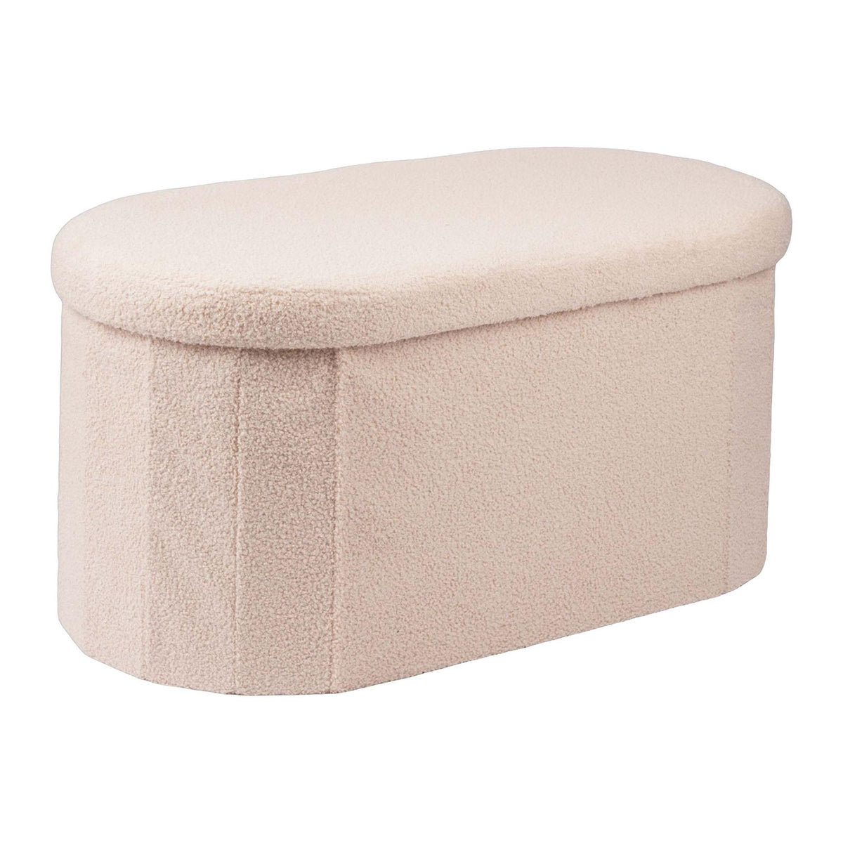 Beige Teddy Fabric Storage Bench – 38 x 76 cm