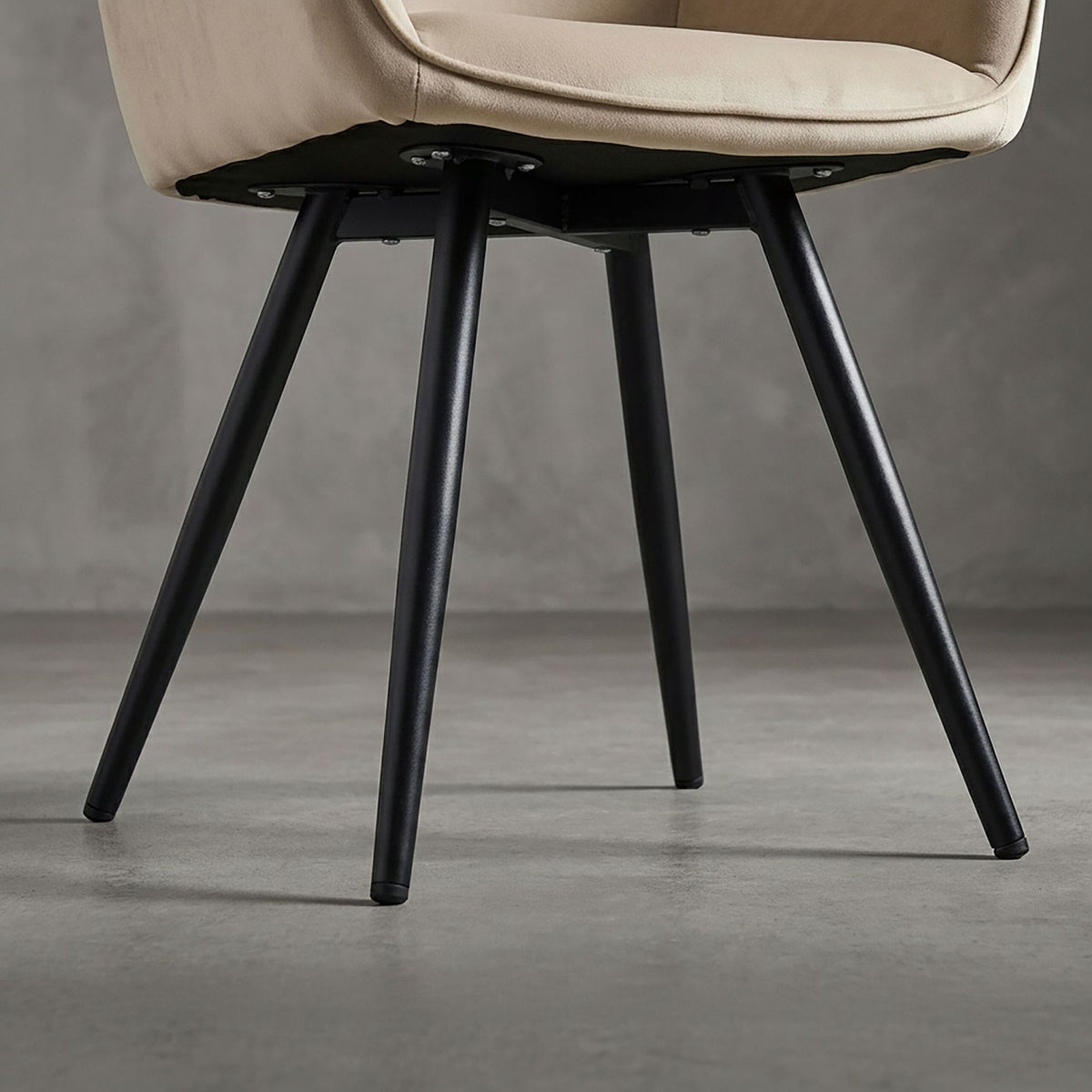 Beige Velvet Dining Chairs with Armrests, Set of 2