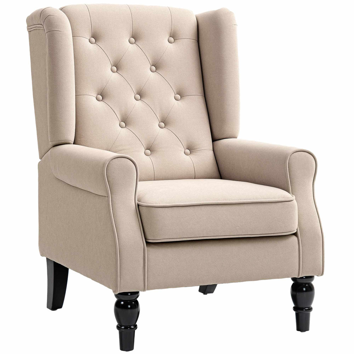 Beige Wingback Armchair, Removable Cover, 74 x 87 x 102 cm