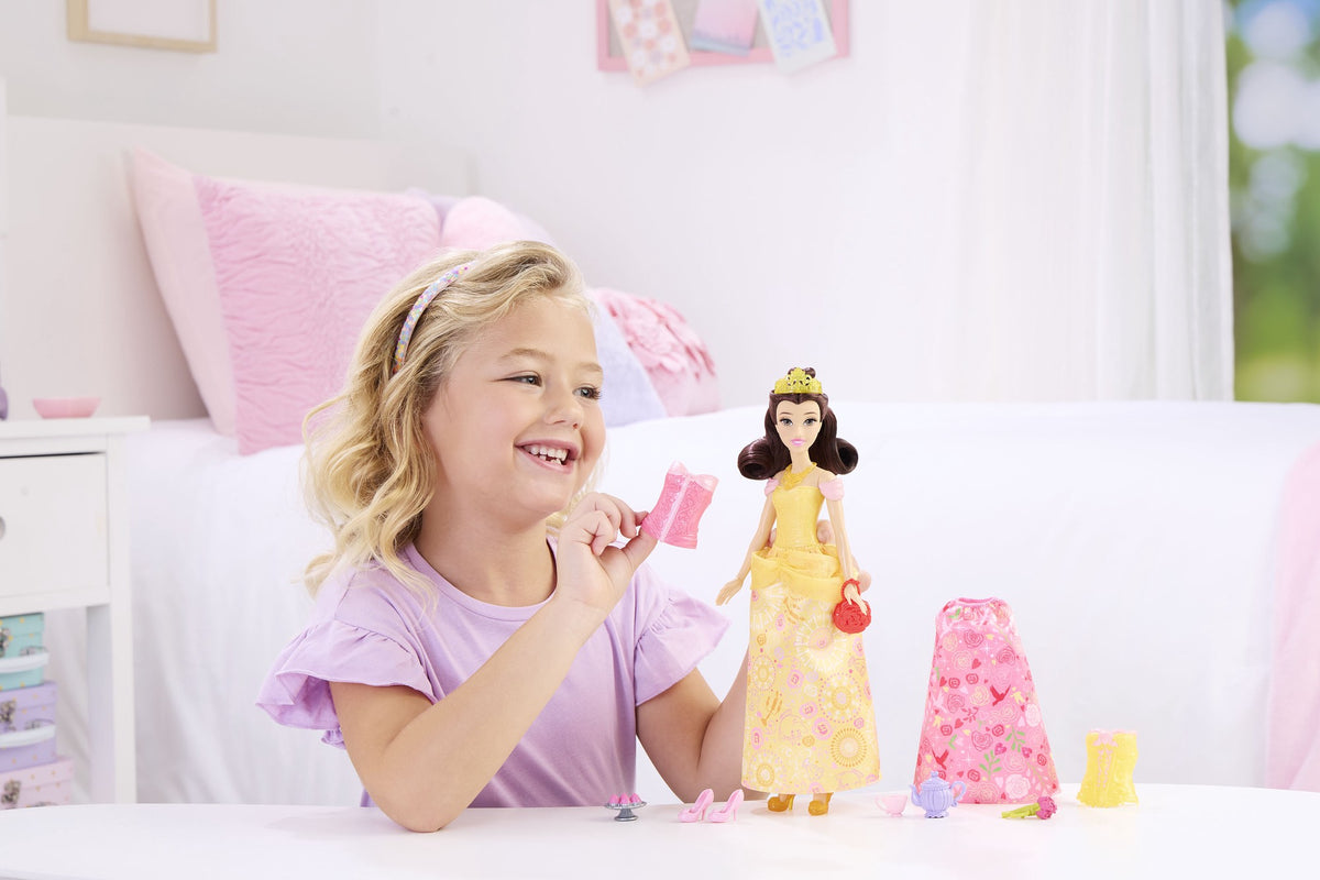 Belle Doll Set with Yellow Ball Gown & Pink Tea Outfit