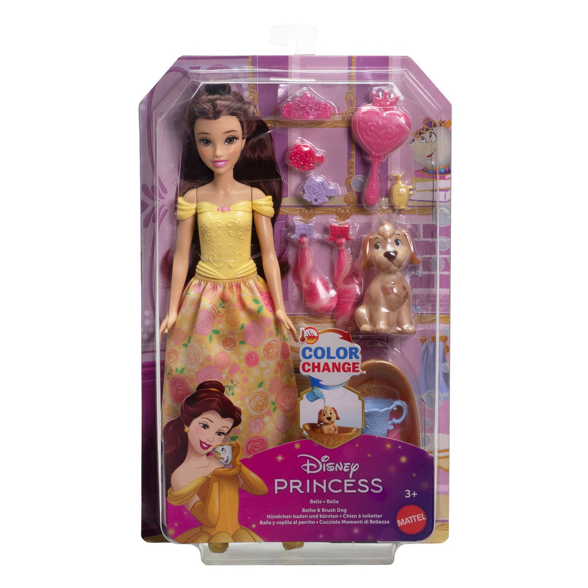 Belle Princess Doll & Pet Bath Playset with Accessories