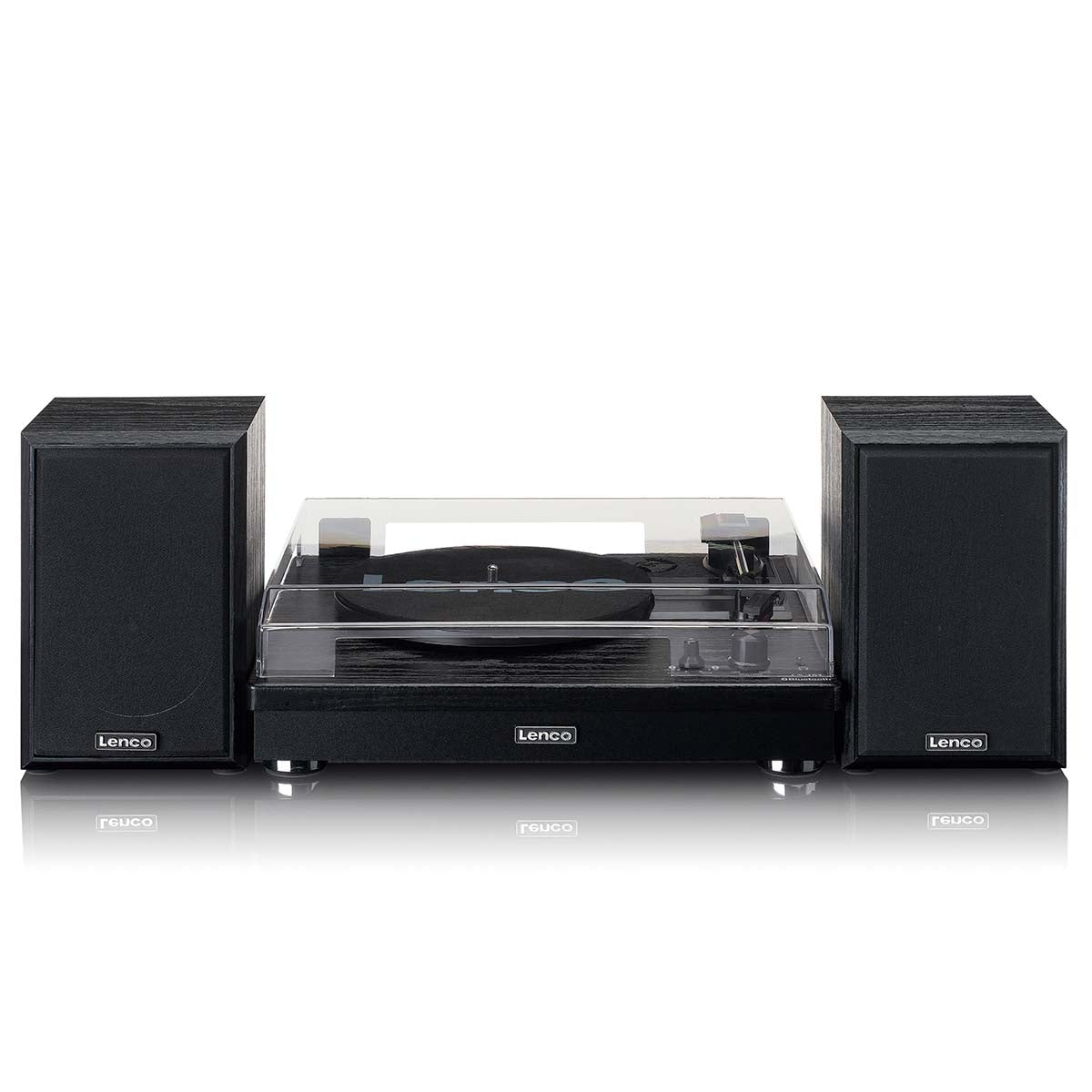 Belt drive wooden Record Player with Bluetooth reception transmisson and 2 external speakers