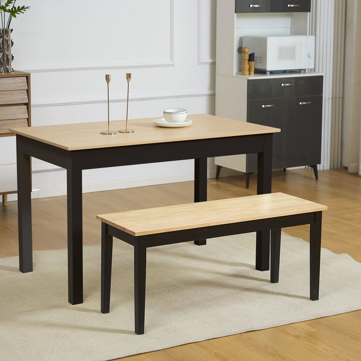 Bench 2-Seater Dining Bench Wooden Bench, Kitchen Bench Living Room Bench, Up To 220 Kg, Pine Wood, Natural, 102X36X45Cm