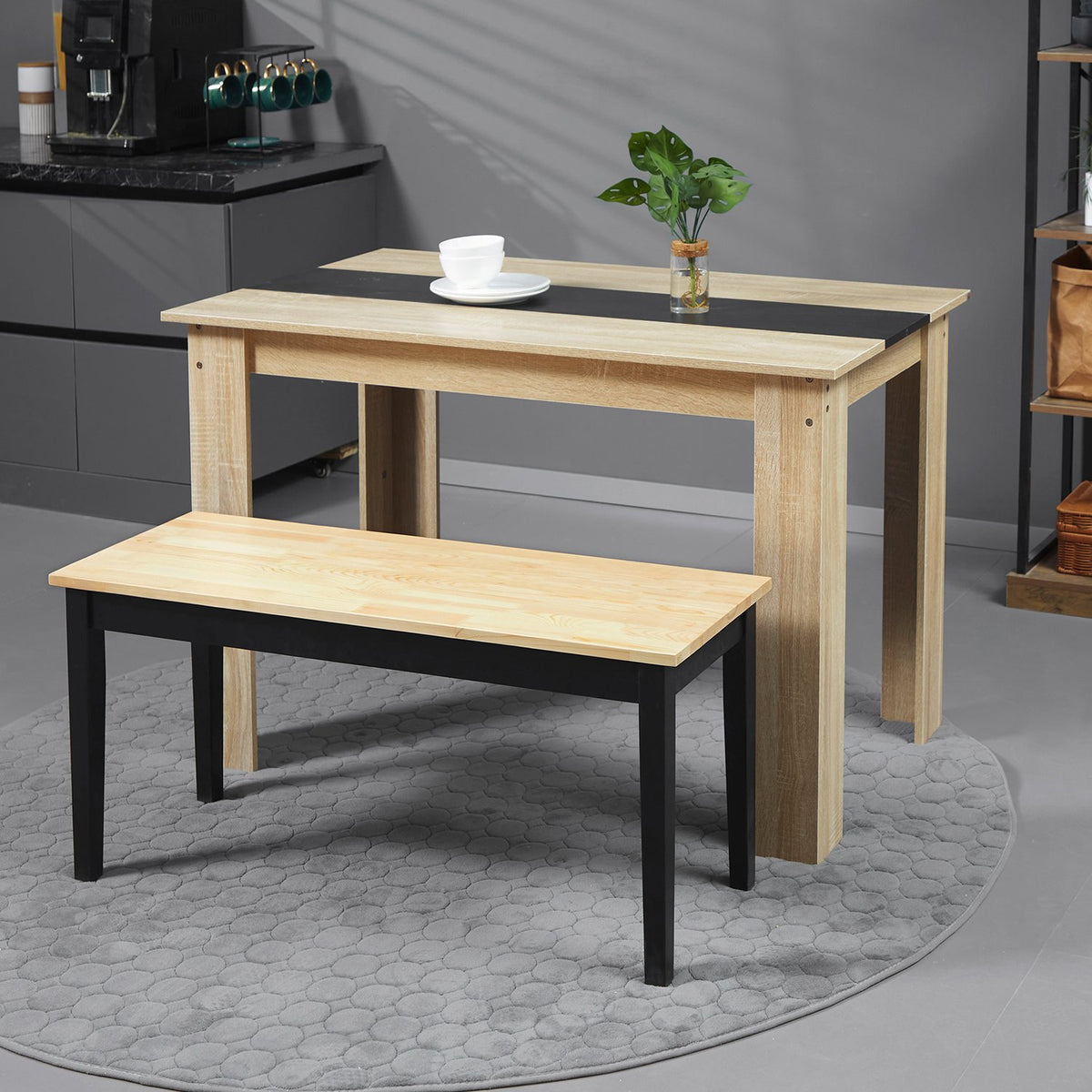 Bench 2-Seater Dining Bench Wooden Bench, Kitchen Bench Living Room Bench, Up To 220 Kg, Pine Wood, Natural, 102X36X45Cm