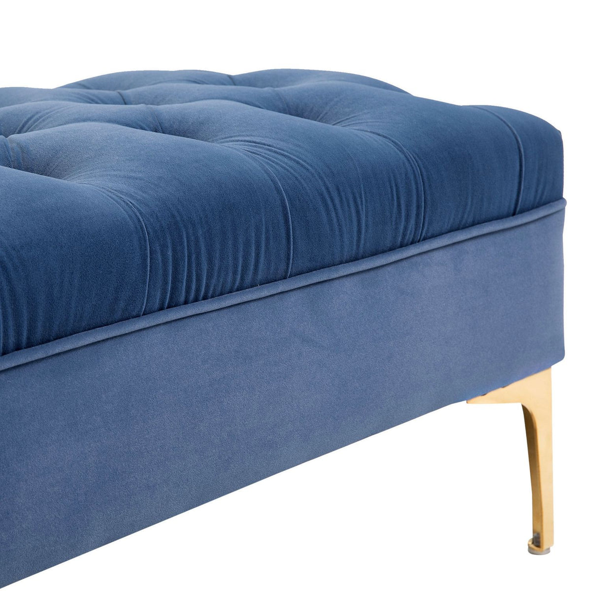 Bench, Bed Bench, Shoe Bench With Raised Legs, Bedroom, Velvet Blue 118 X 45 X 42 Cm