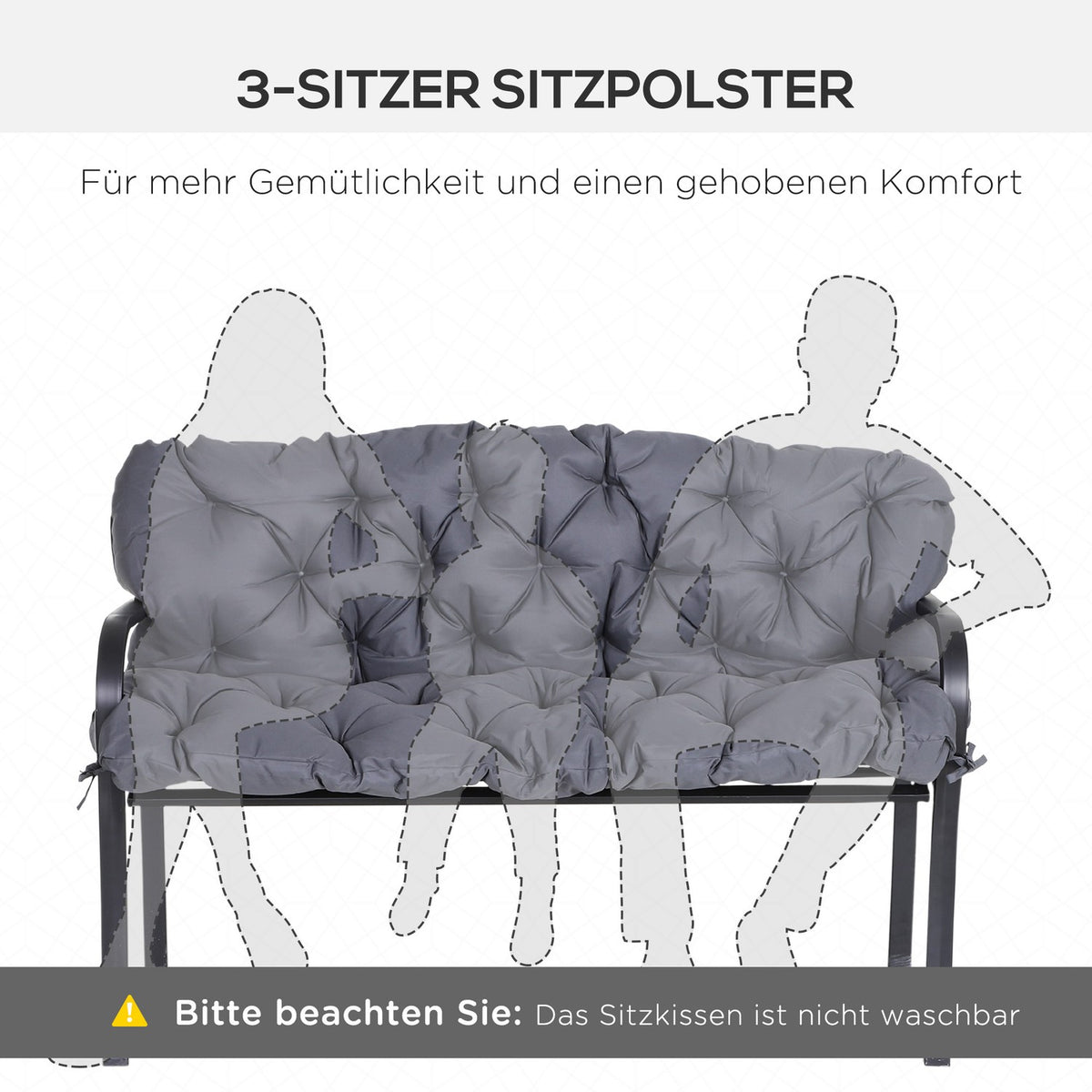 Bench Cushion Seat Cushion Back Cushion Cushion For Bench Garden Bench Garden Furniture Porch Swings 150 98X8Cm Cotton Dark Gray