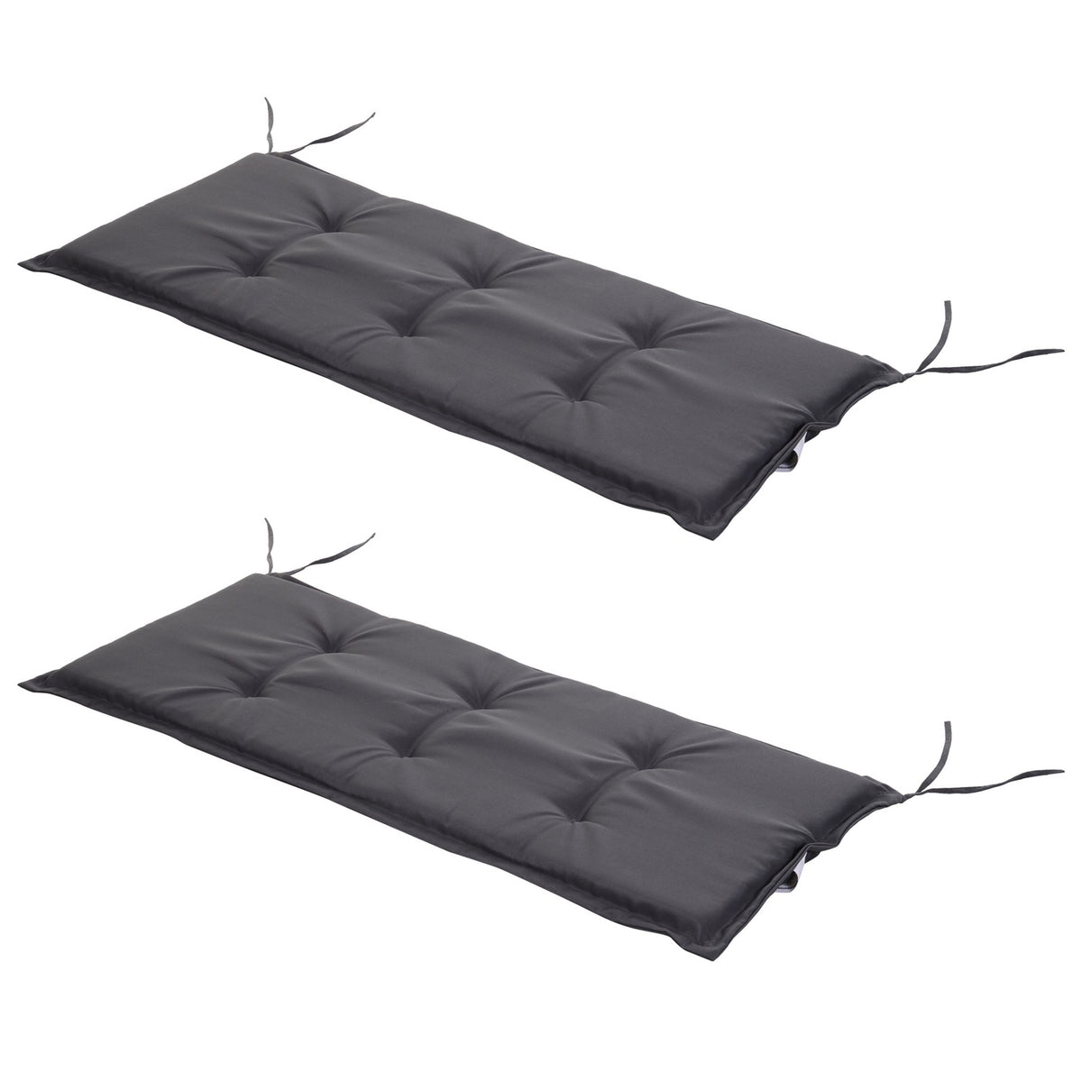 Bench Cushion Set Of 2 Seat Cushions For Garden Bench, Soft Padding Made Of Polyester, Dark Gray, 120X54X5Cm