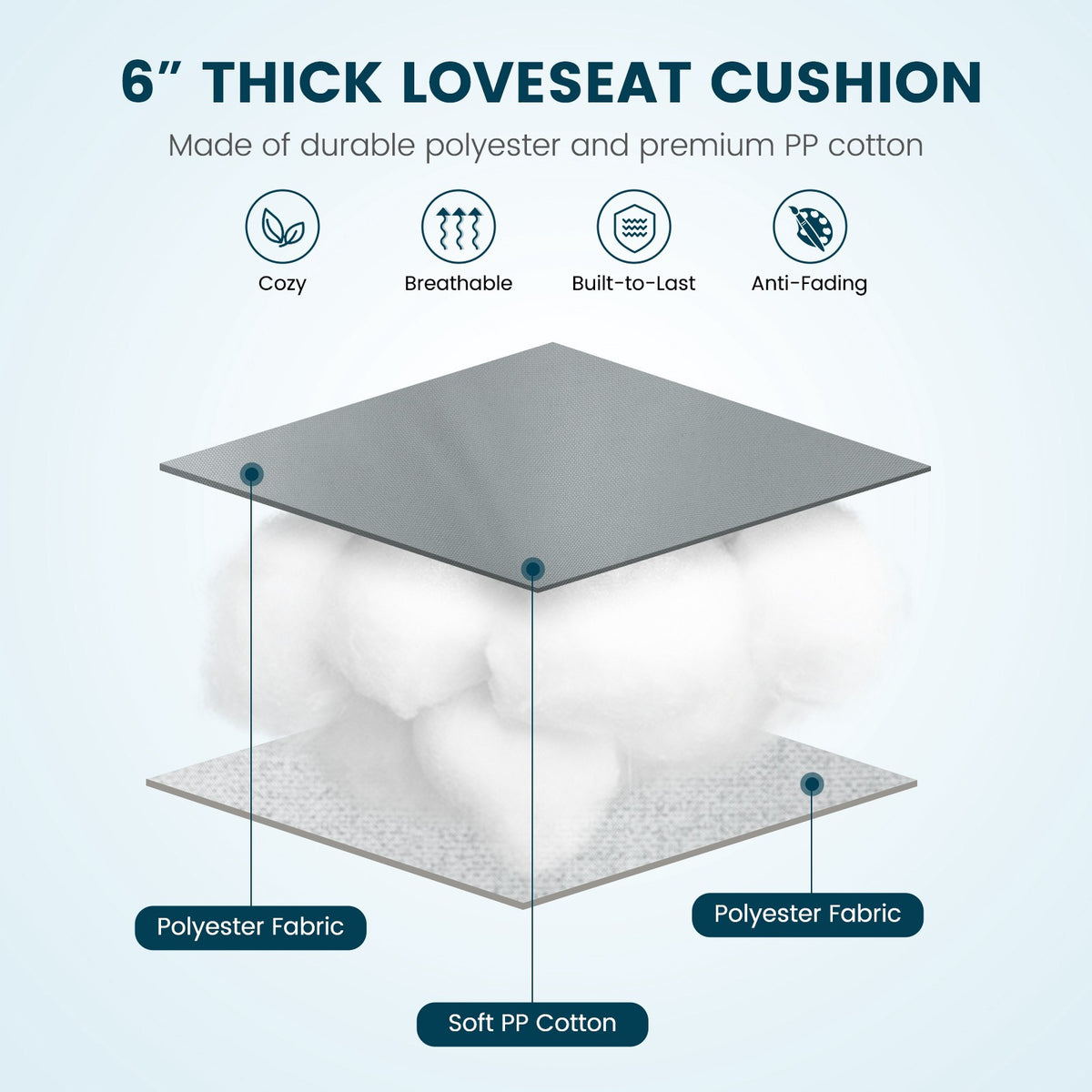 Bench Cushion, Tufted Indoor Outdoor, 52 x 19.5 x 6