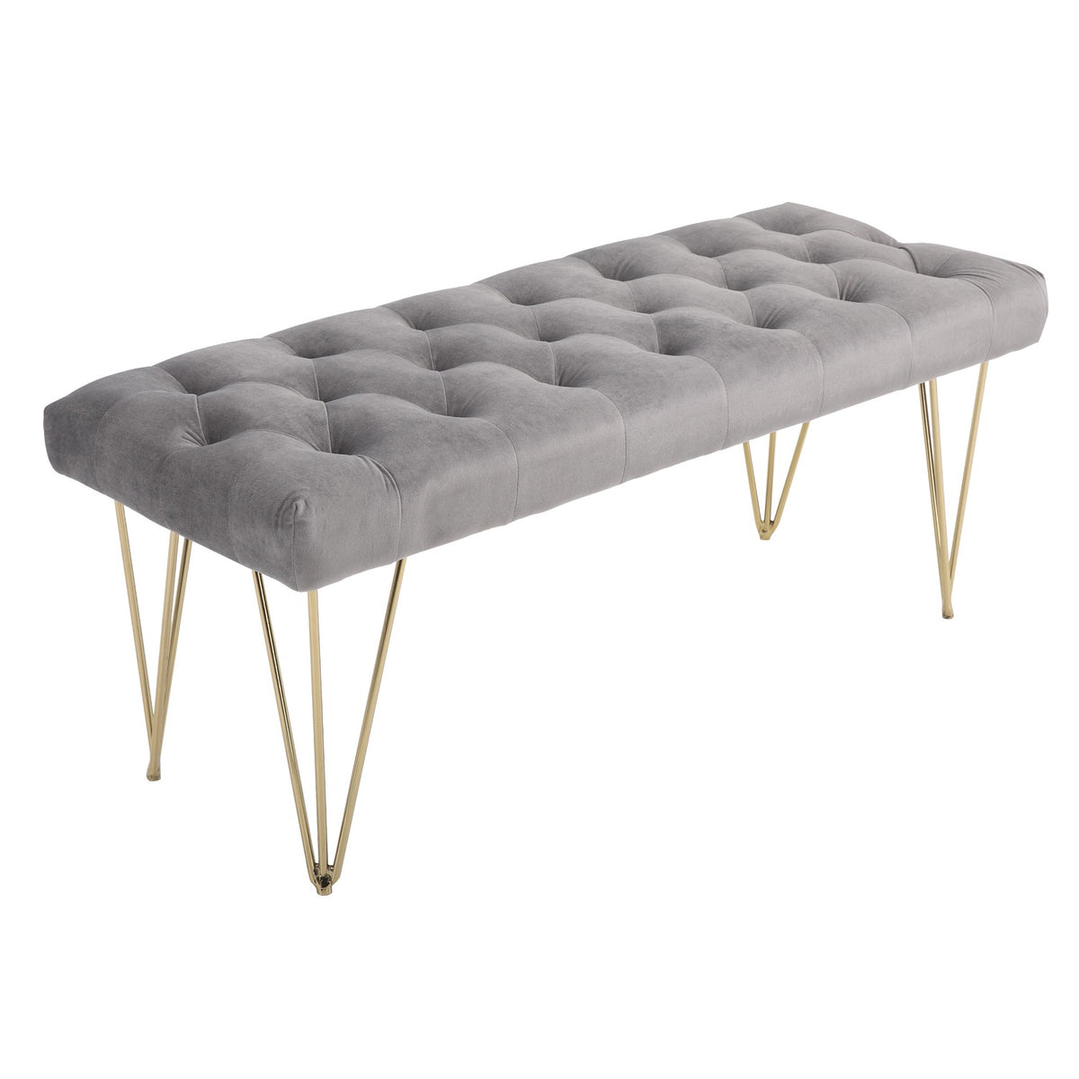 Bench In The Entrance Area Shoe Bench With Velvet Cover, Seat Chest, Velvet, Gray, 116X44.5X49Cm